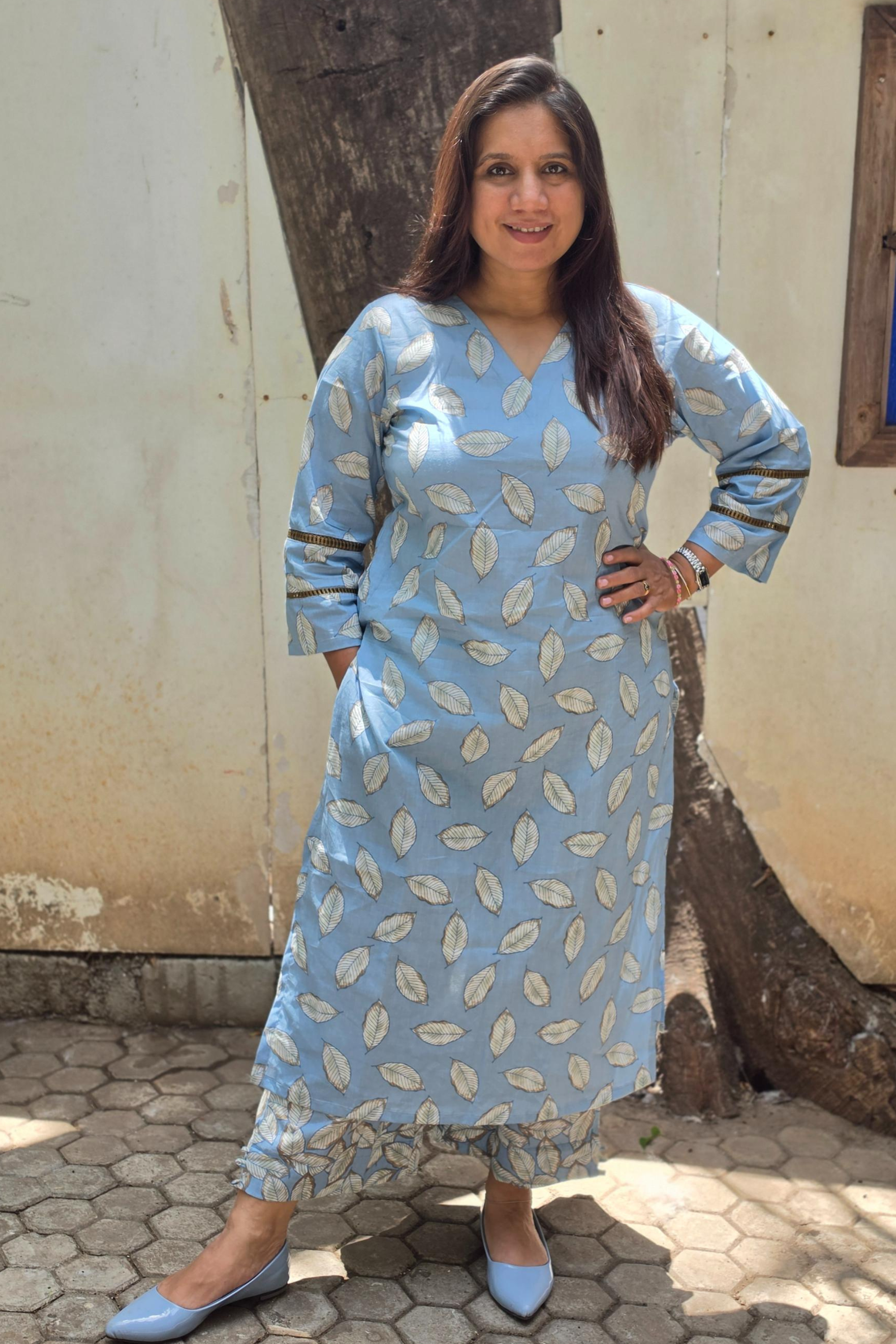 Classic Floral Cotton Cord Set Ready-to-Wear – Elegant Ethnic Design