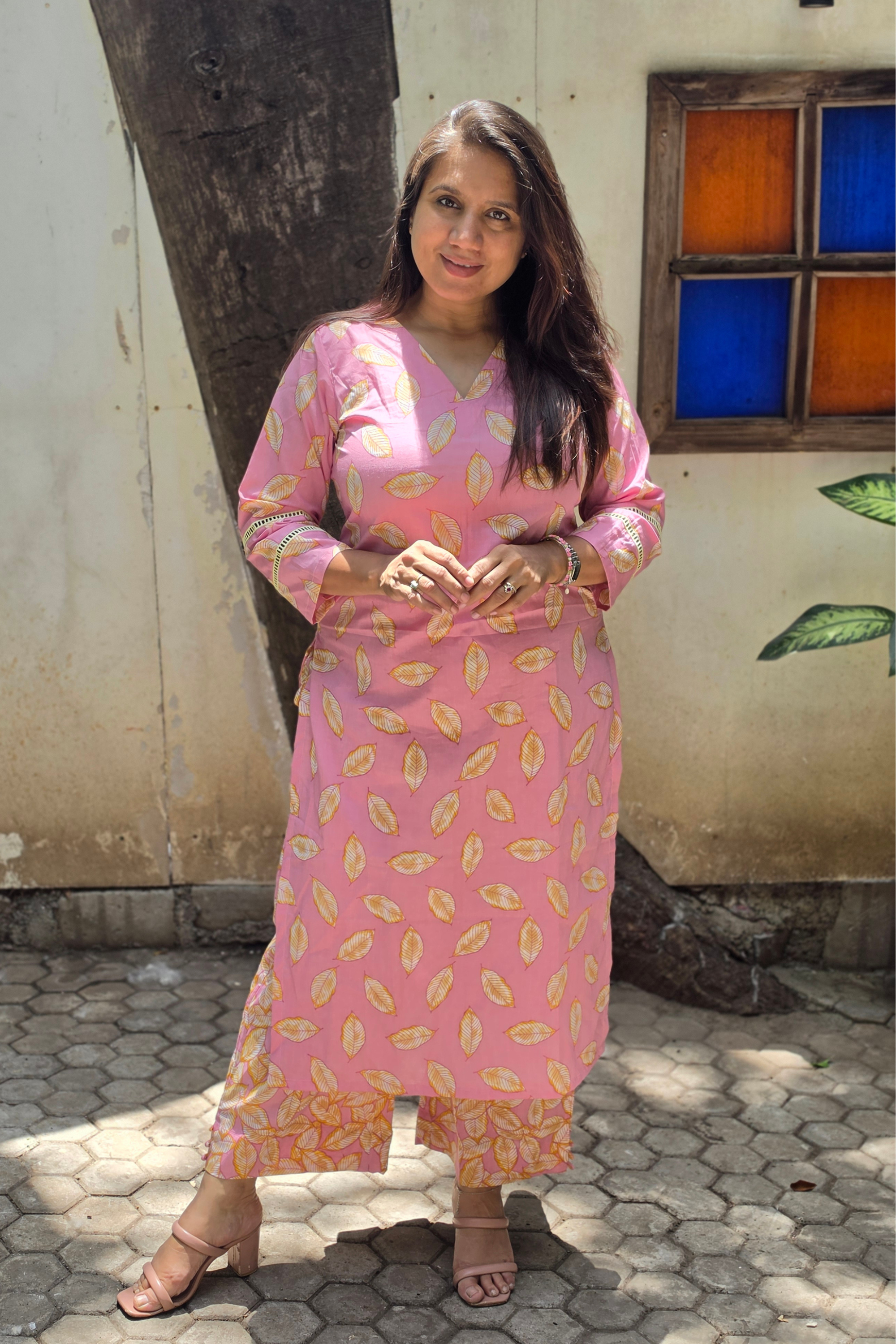 Classic Floral Cotton Cord Set Ready-to-Wear – Elegant Ethnic Design