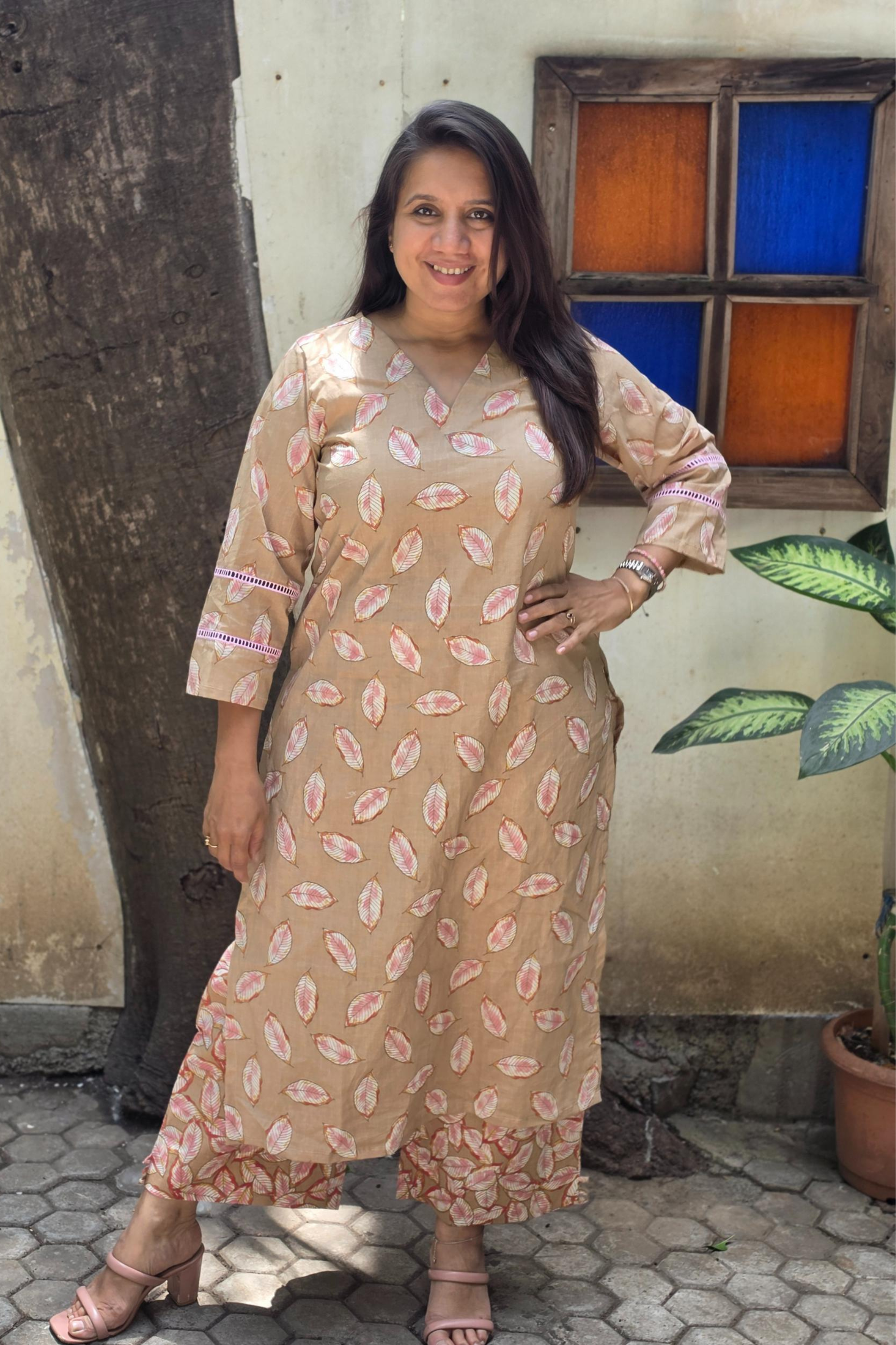 Classic Floral Cotton Cord Set Ready-to-Wear – Elegant Ethnic Design