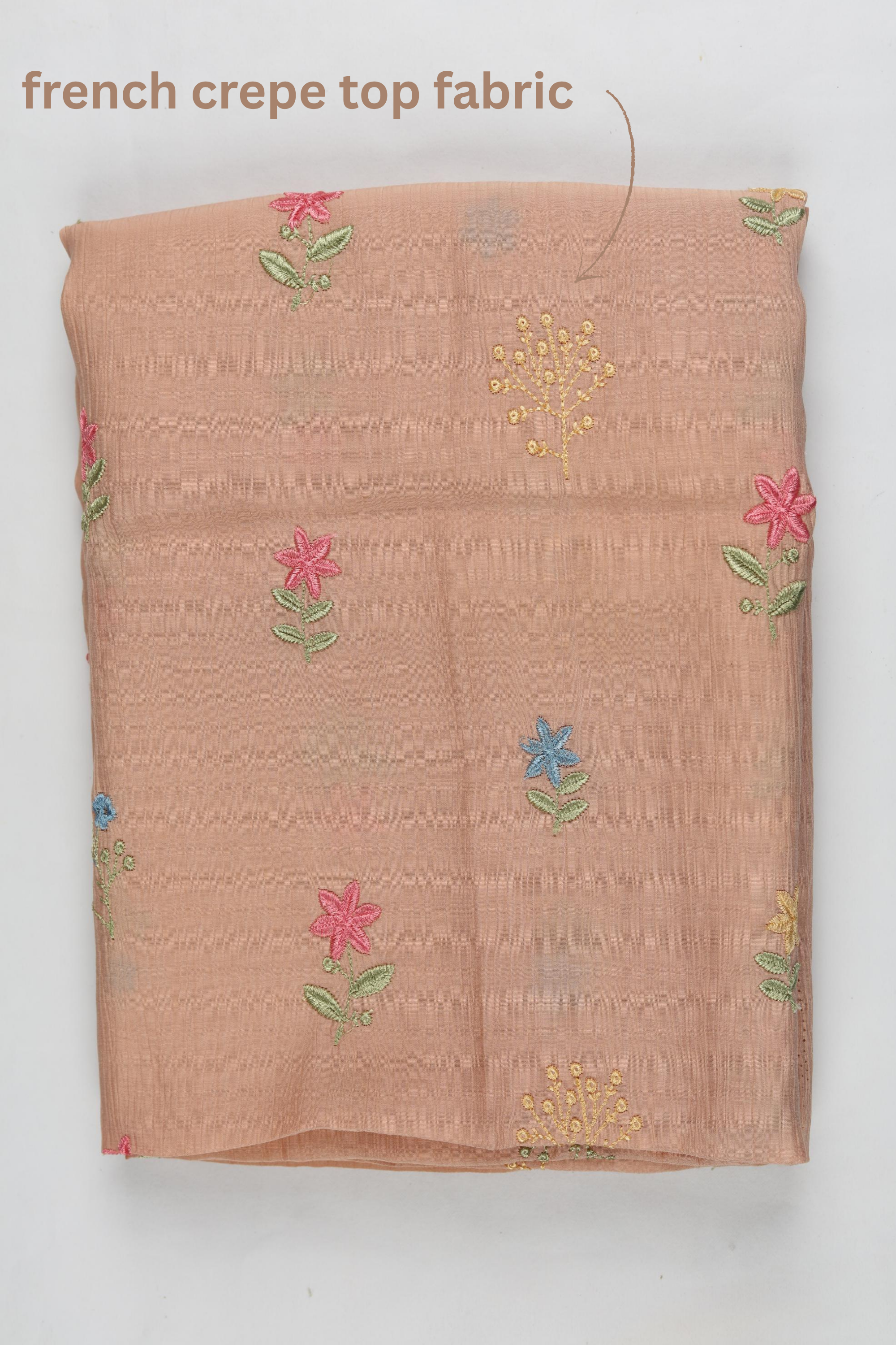 Classic French Crepe 3 Piece Unstitched Set - Floral Print