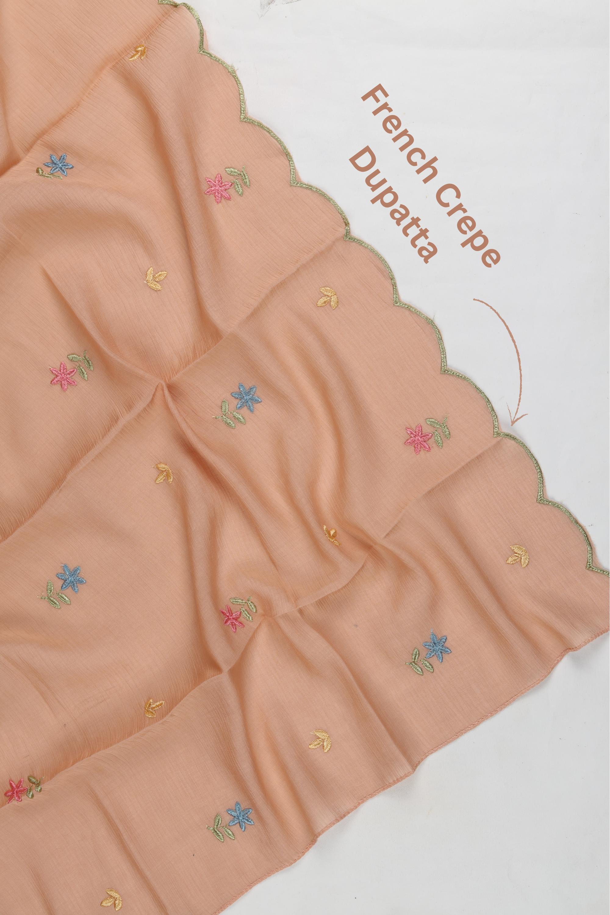 Classic French Crepe 3 Piece Unstitched Set - Floral Print