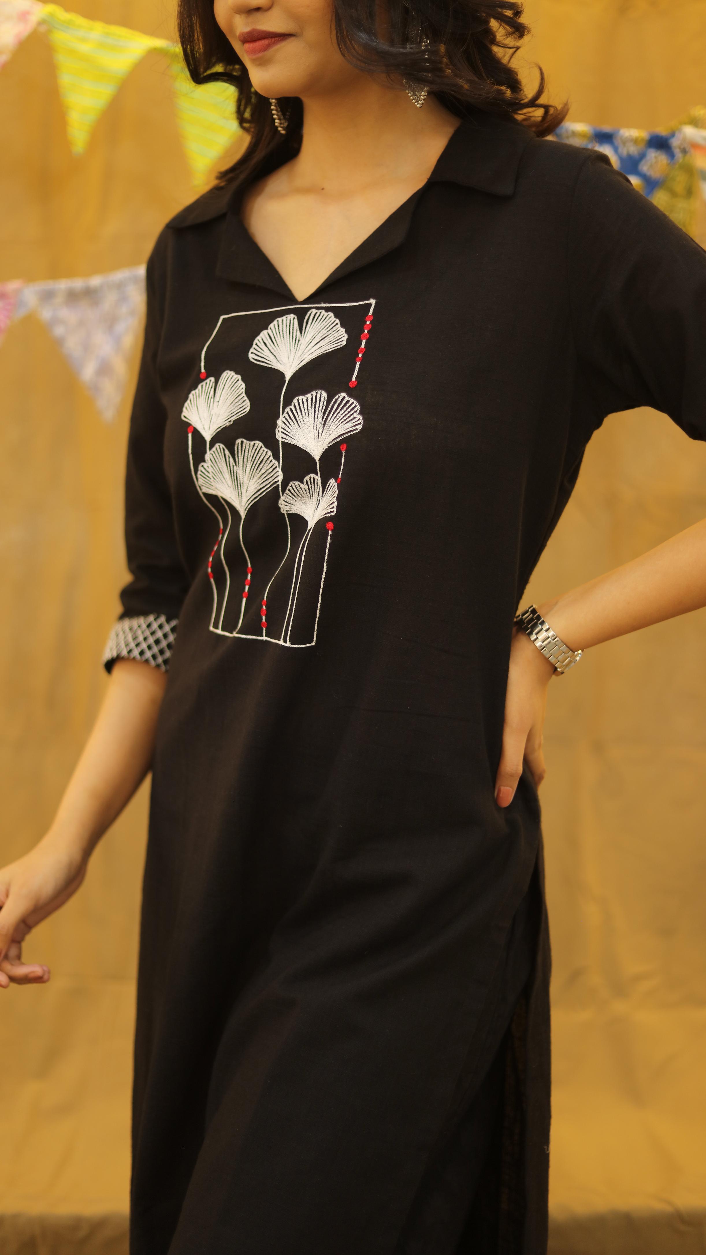 Midnight Ginkgo Kurti