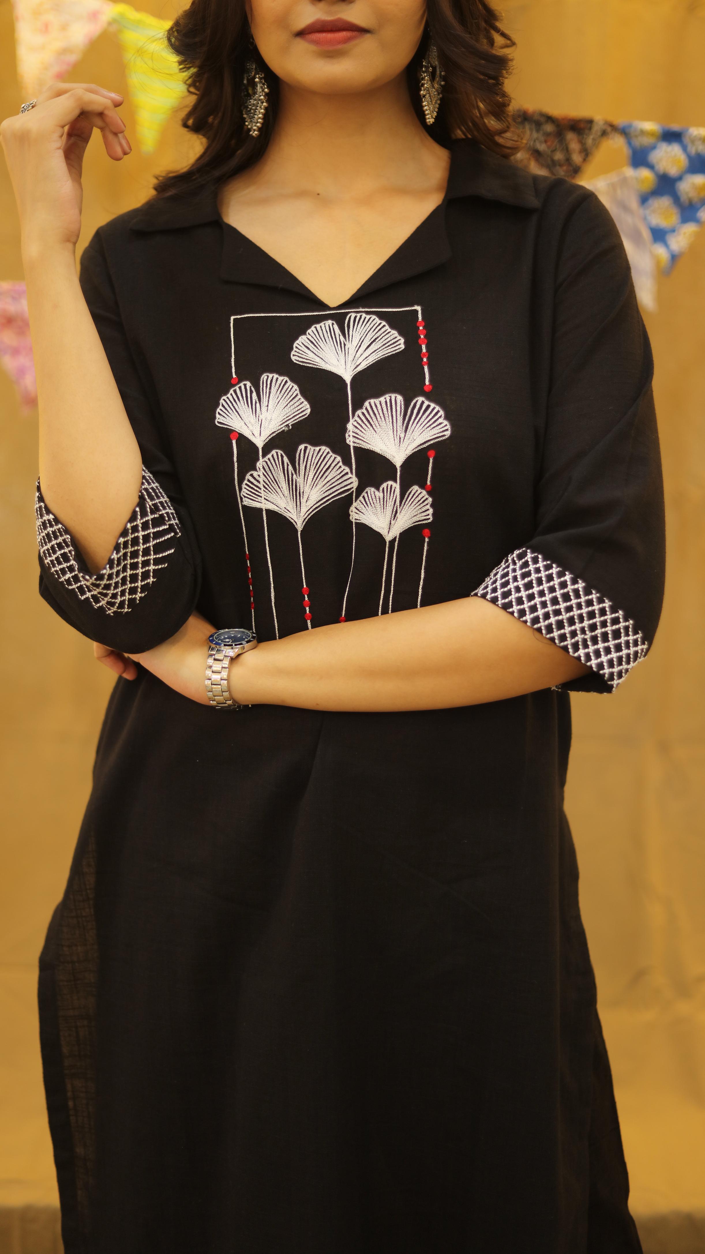 Midnight Ginkgo Kurti