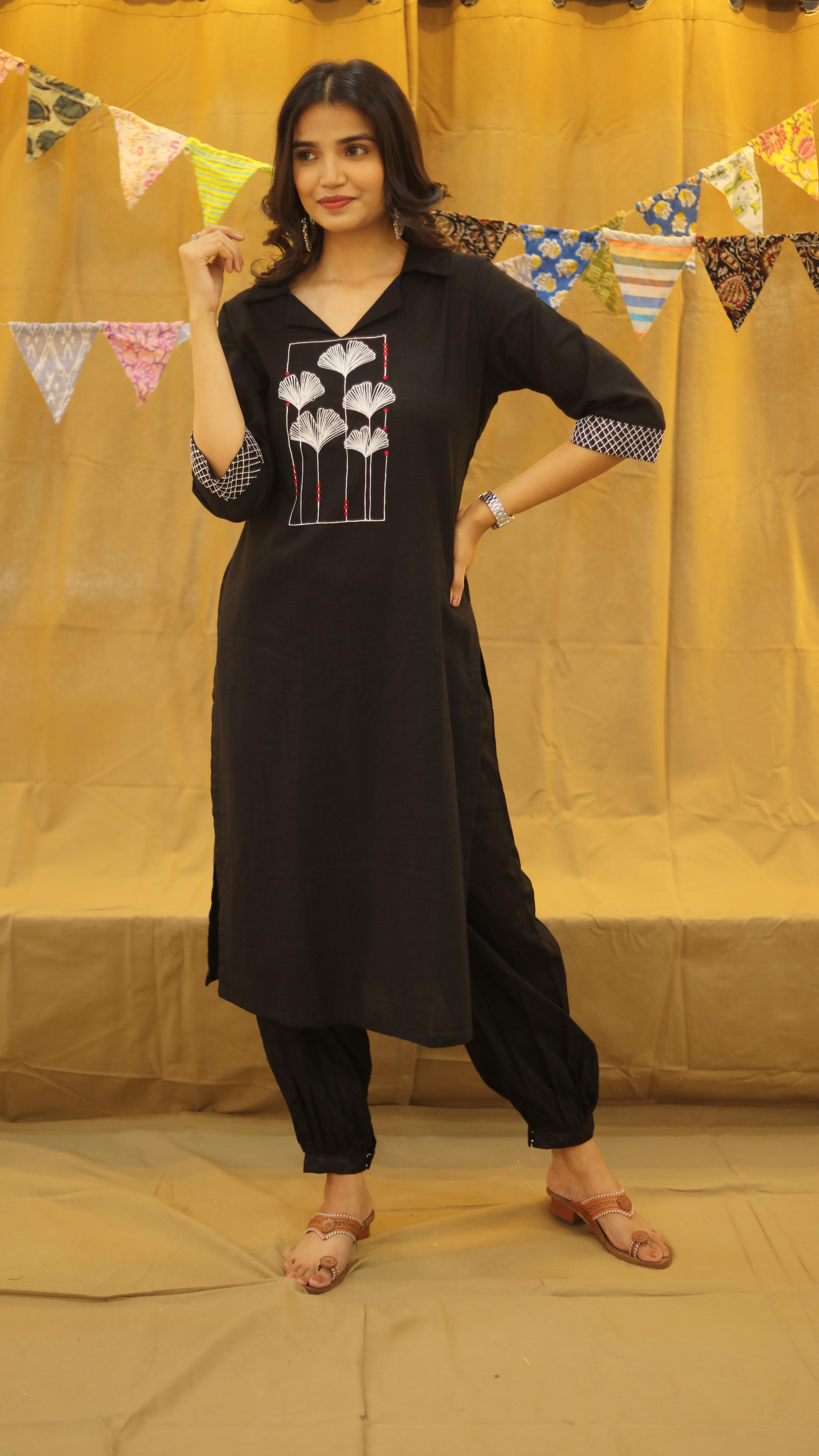 Midnight Ginkgo Kurti