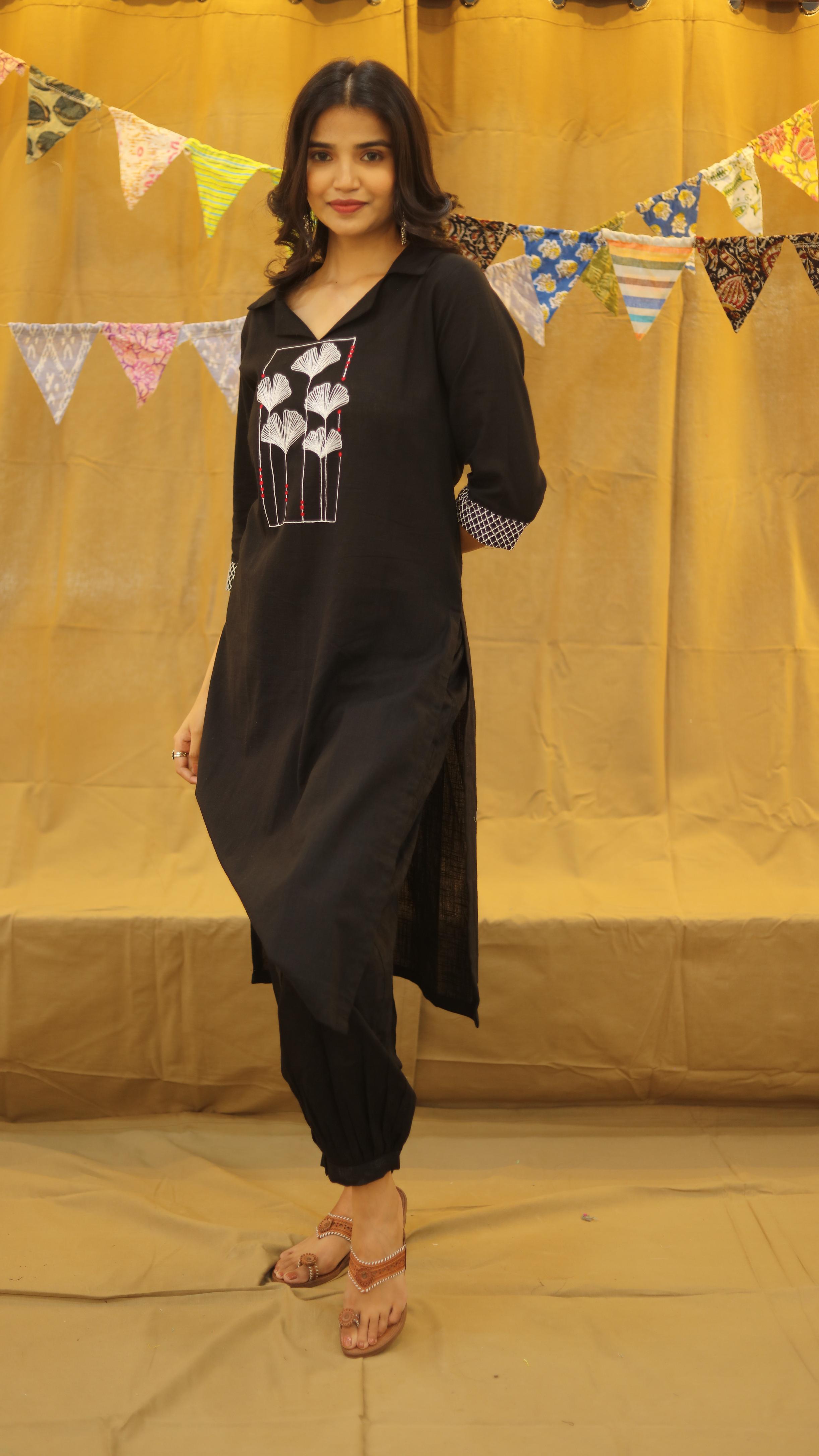 Midnight Ginkgo Kurti
