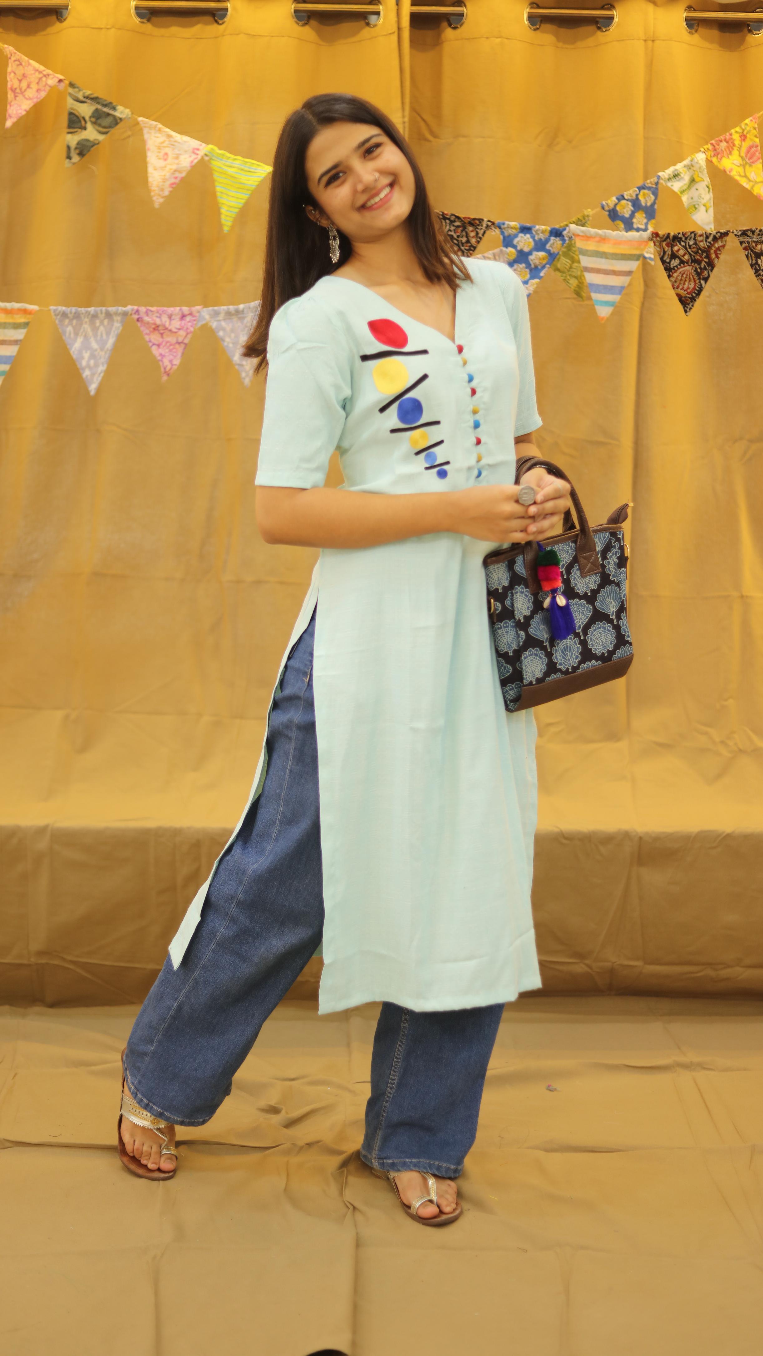 powder blue Kurta