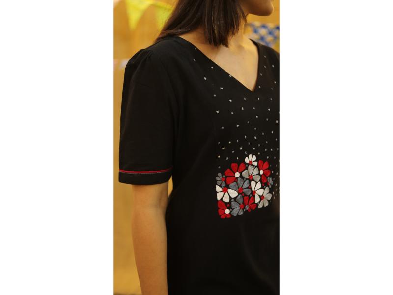 Black Flora Kurti
