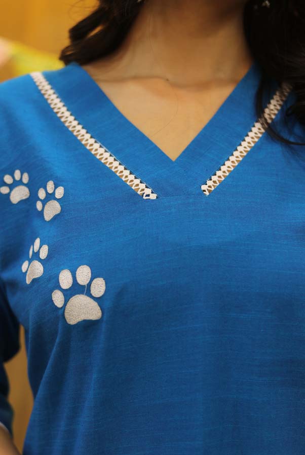 Embroidered Kurta White Paws