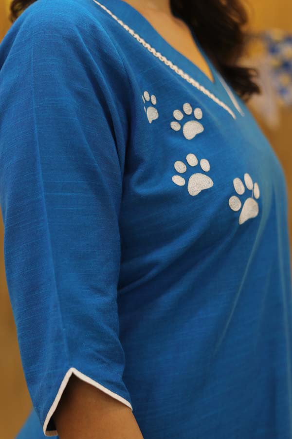Embroidered Kurta White Paws
