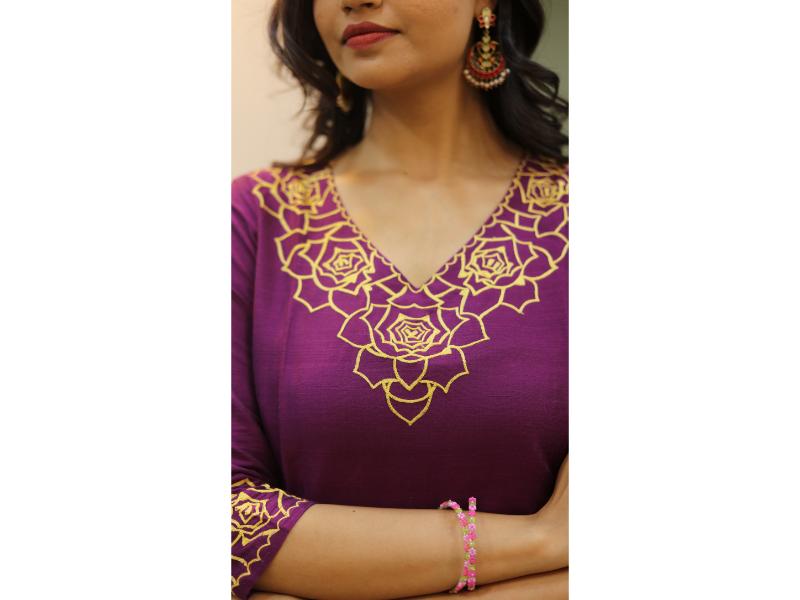 Regal Purple Cotton Silk Kurti