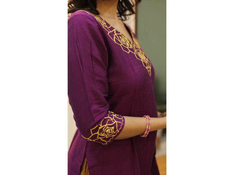 Regal Purple Cotton Silk Kurti