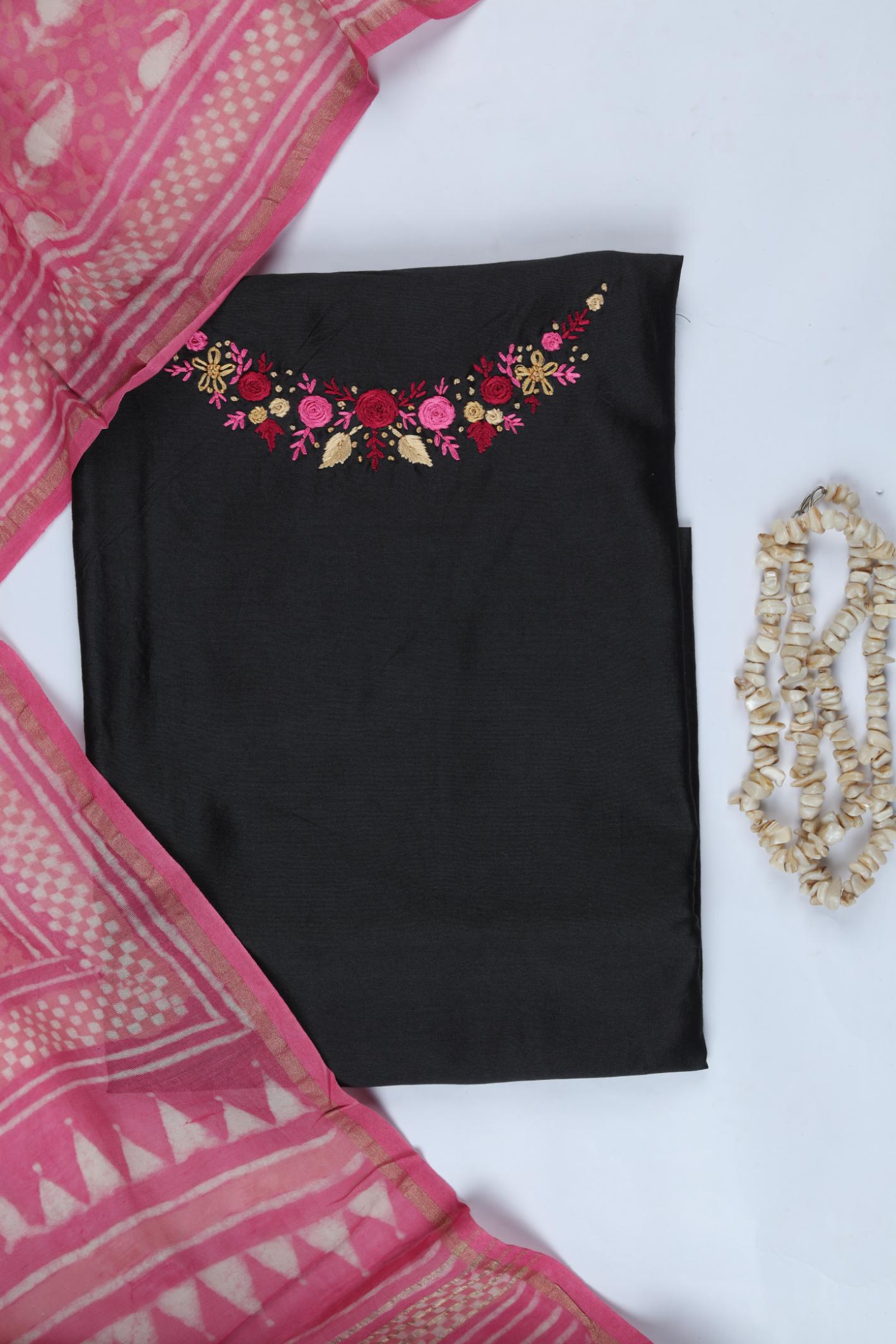 Cotton Silk Embroidered Set