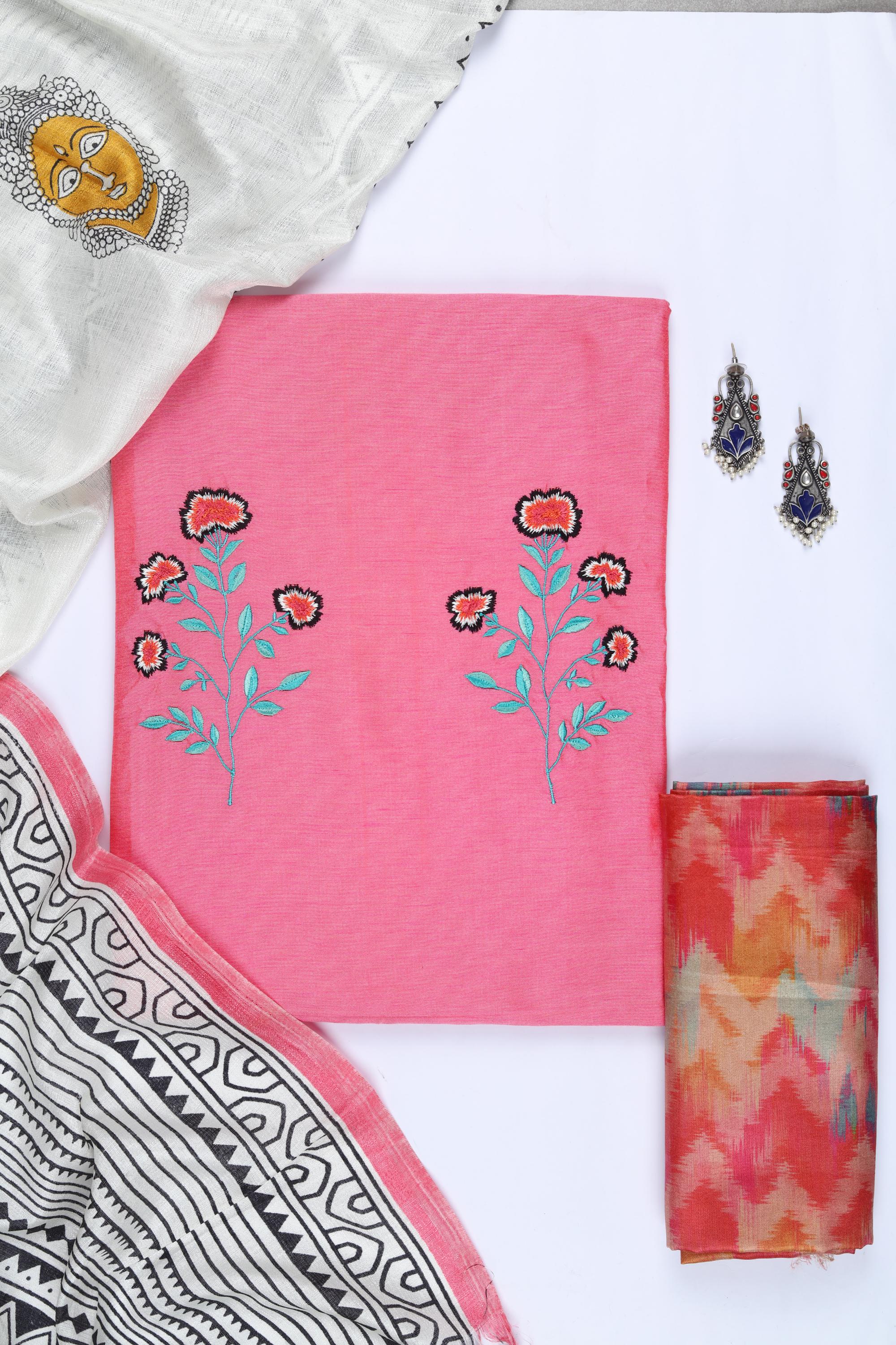 Cotton Silk 3 Piece Unstitched Set -159