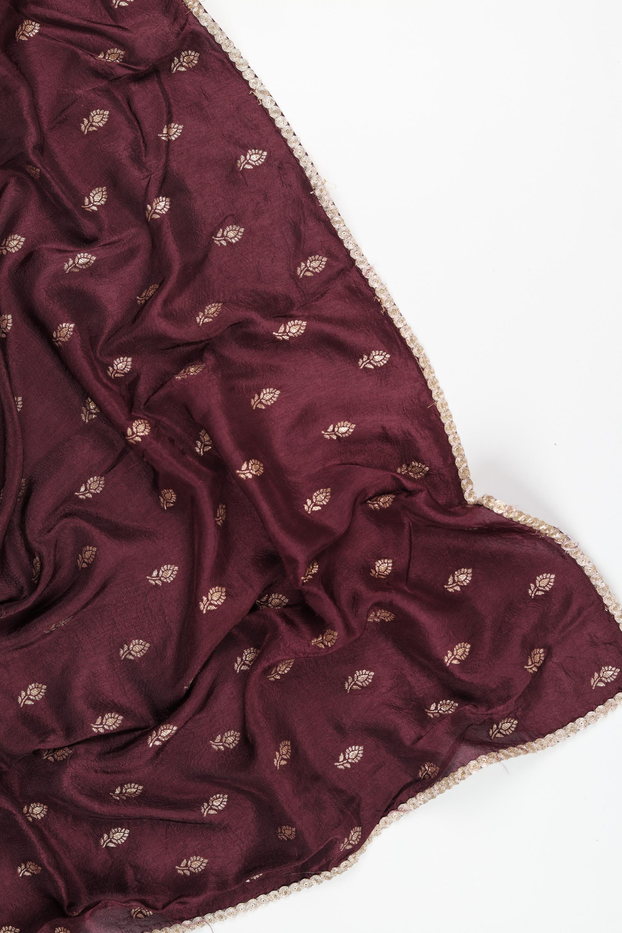 Mull Chanderi Silk 3 Piece Unstitched Set -177