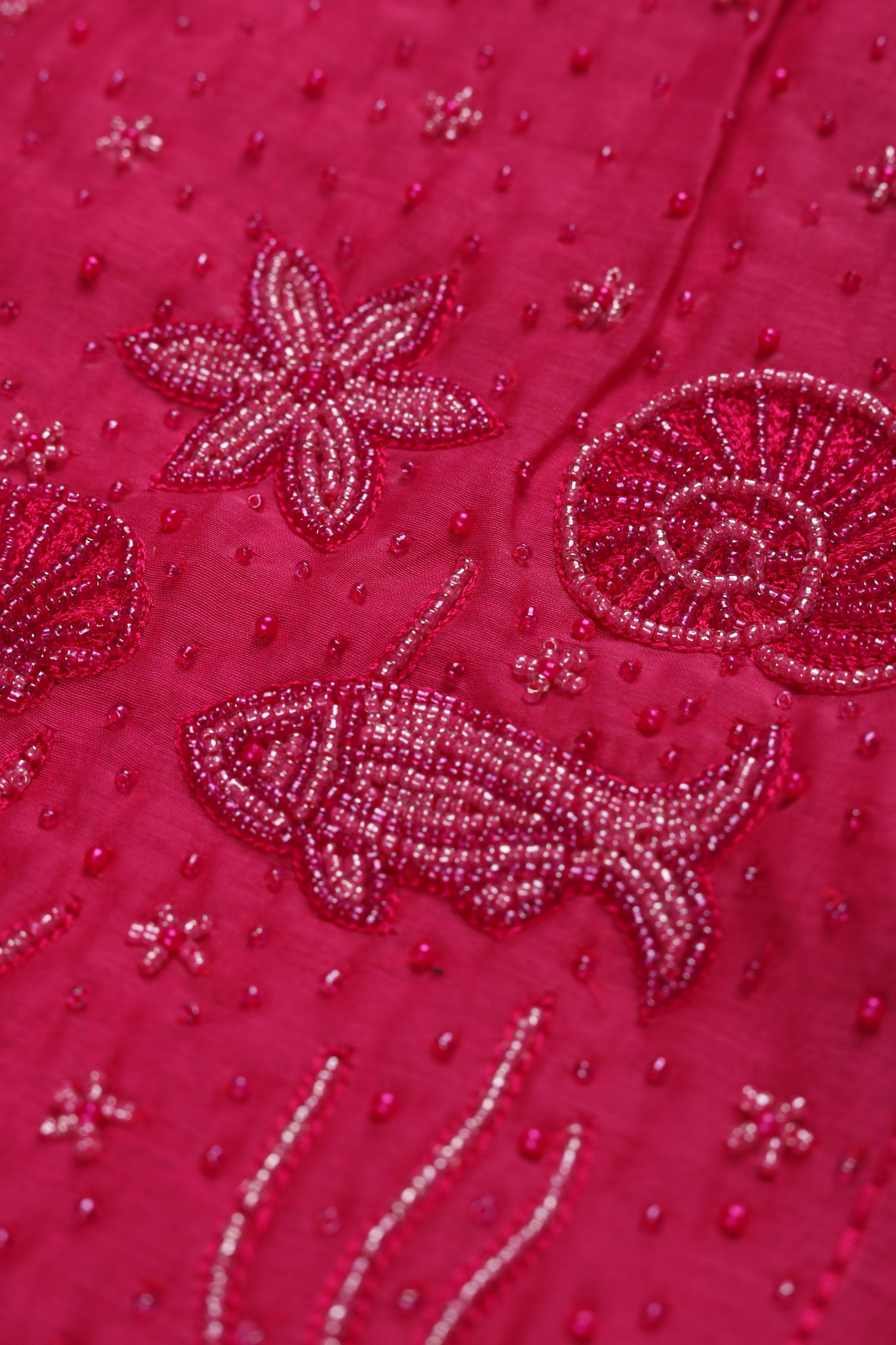 Chanderi Silk 3 Piece Unstitched Set -180