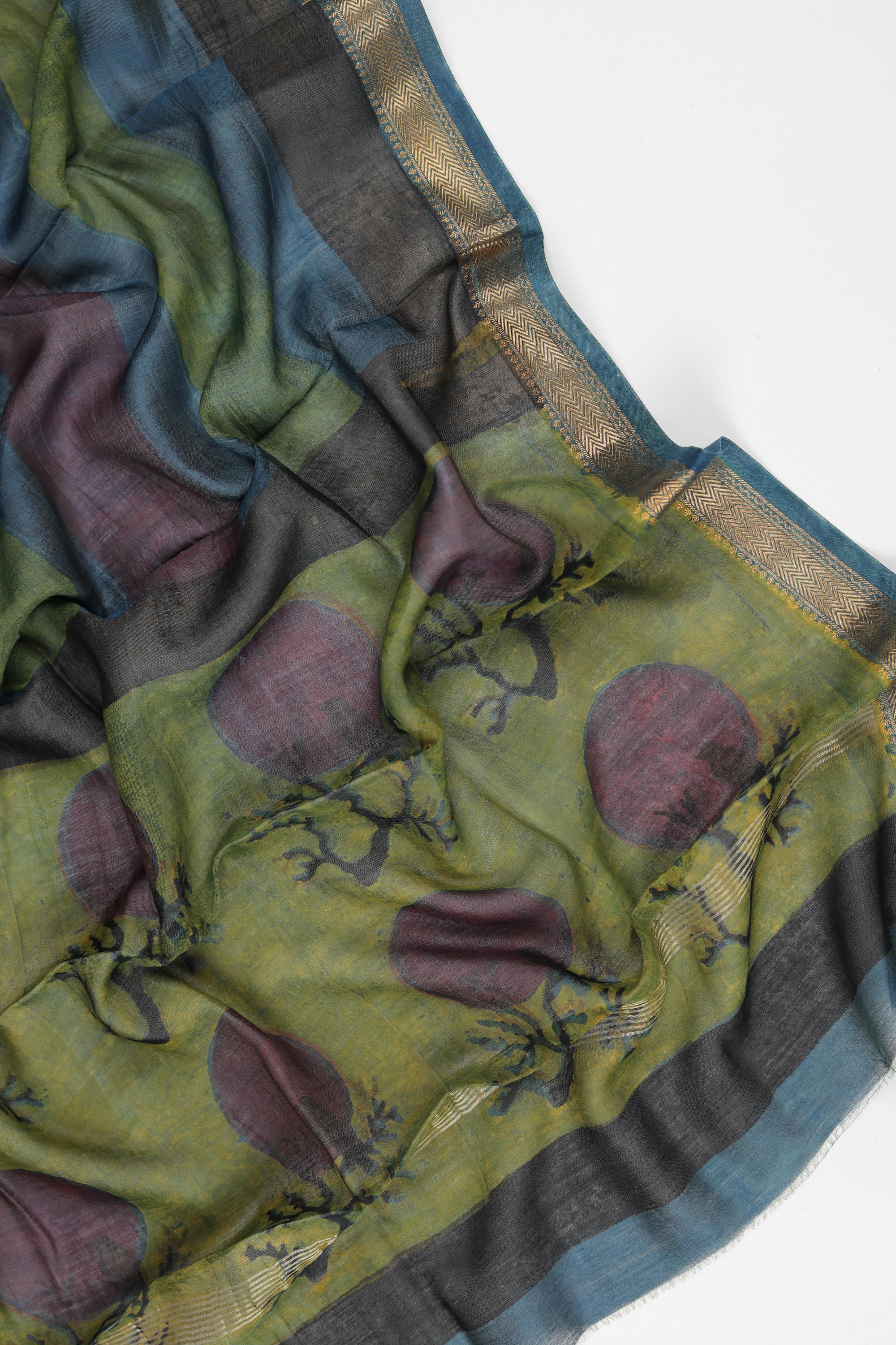 Chanderi Silk 3 Piece Unstitched Set -199