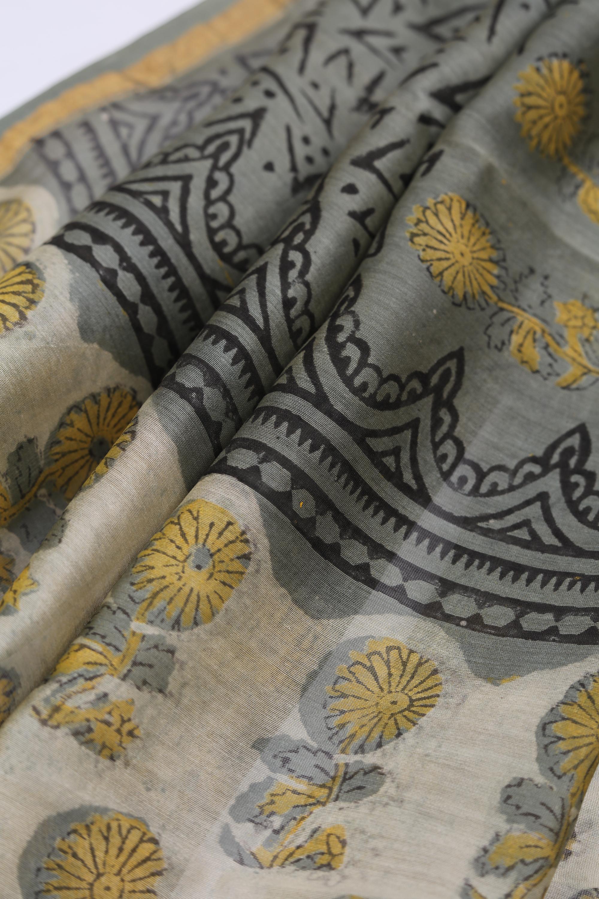 Chanderi Silk 3 Piece Unstitched Set -201