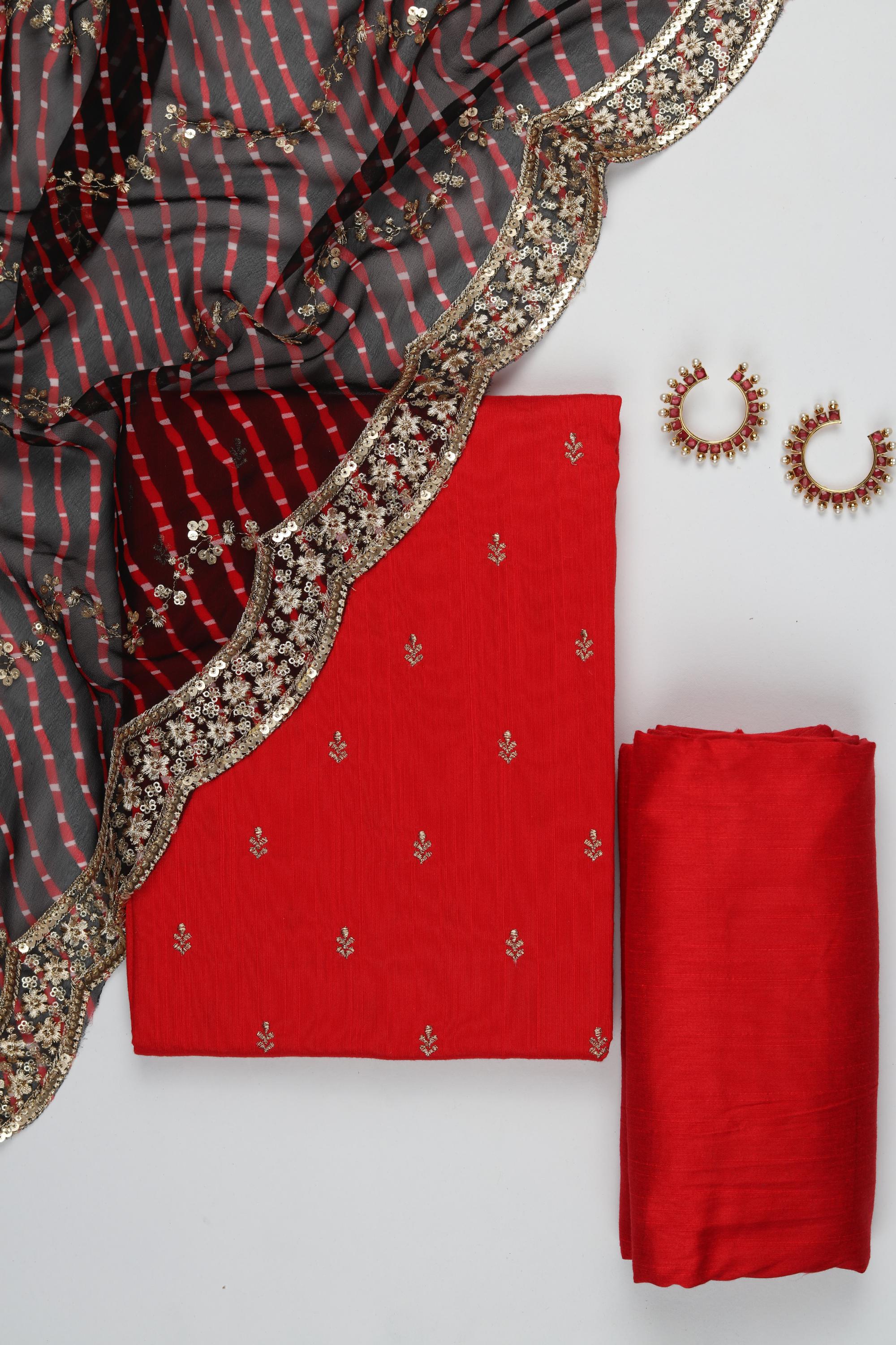 Cotton Silk 3 Piece Unstitched Set -213