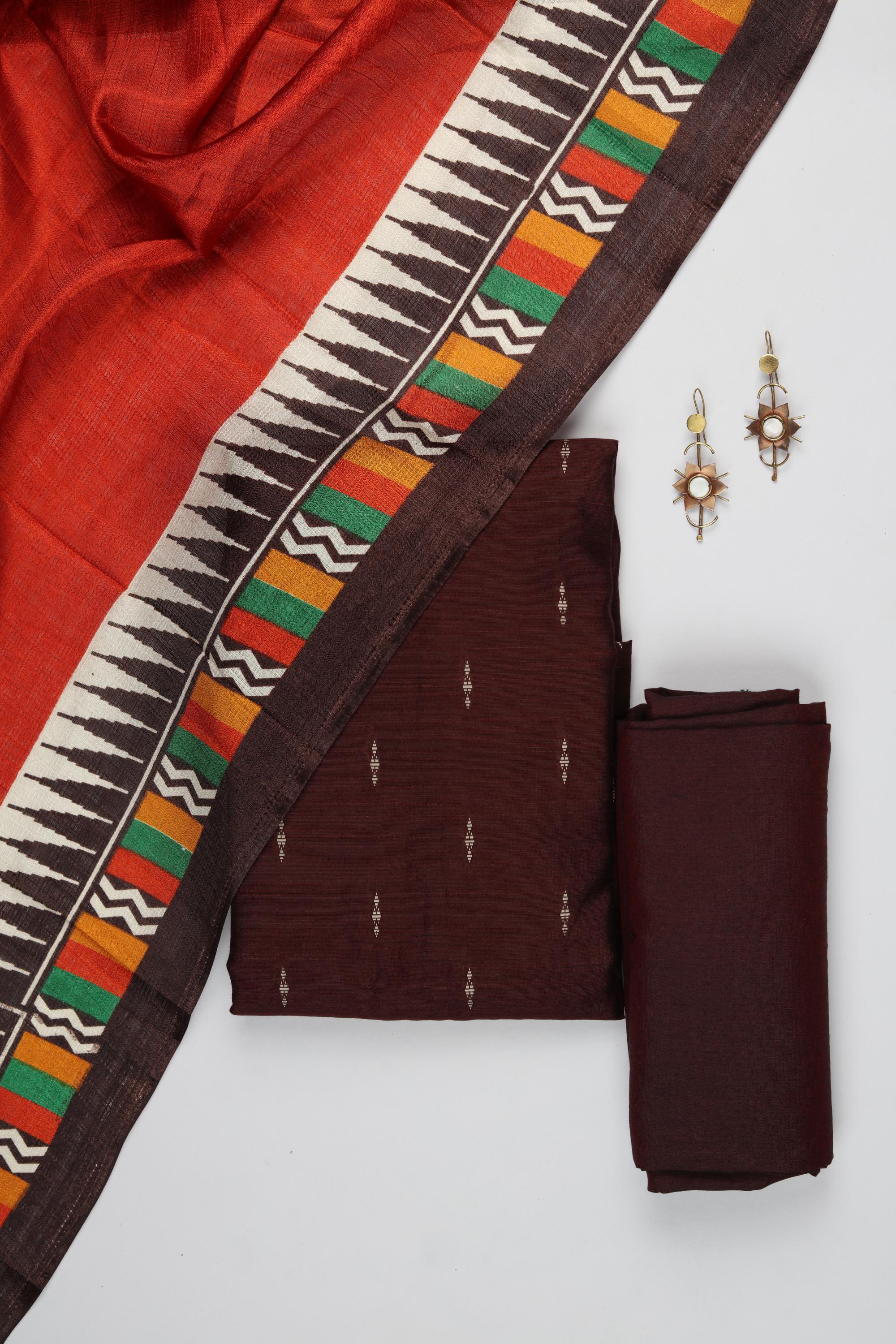 Cotton Silk 3 Piece Unstitched Set -214