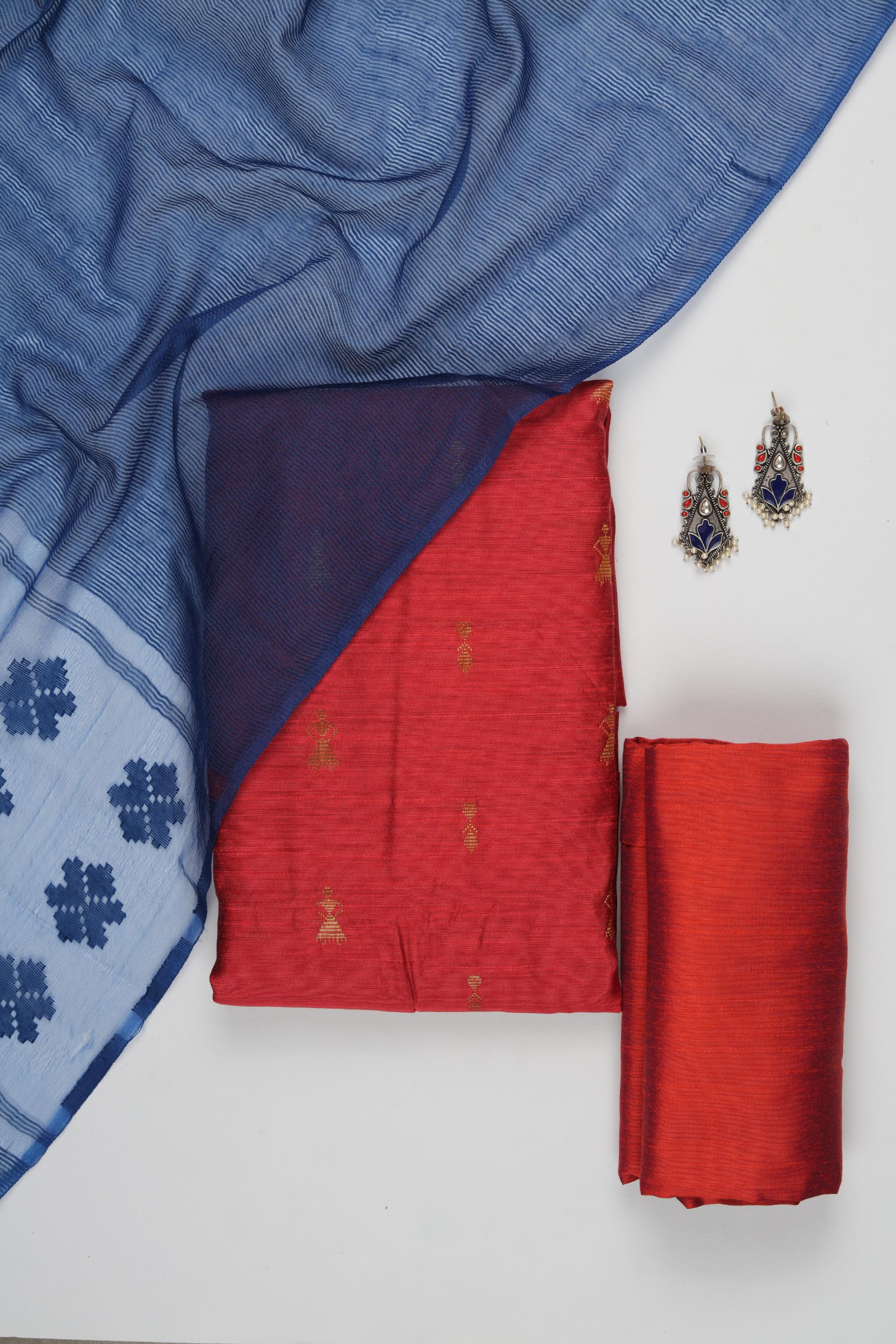 Cotton Silk 3 Piece Unstitched Set -215