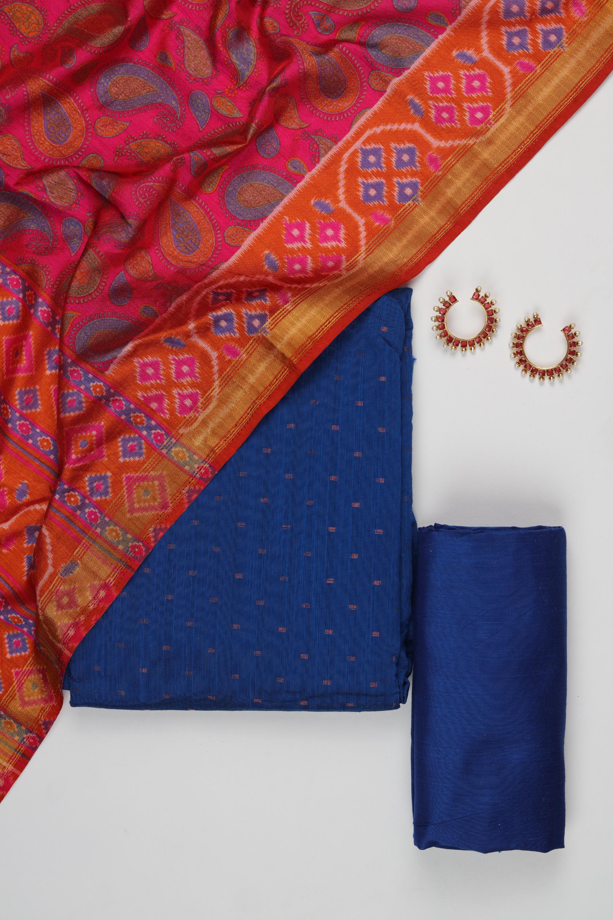 Cotton Silk 3 Piece Unstitched Set -219