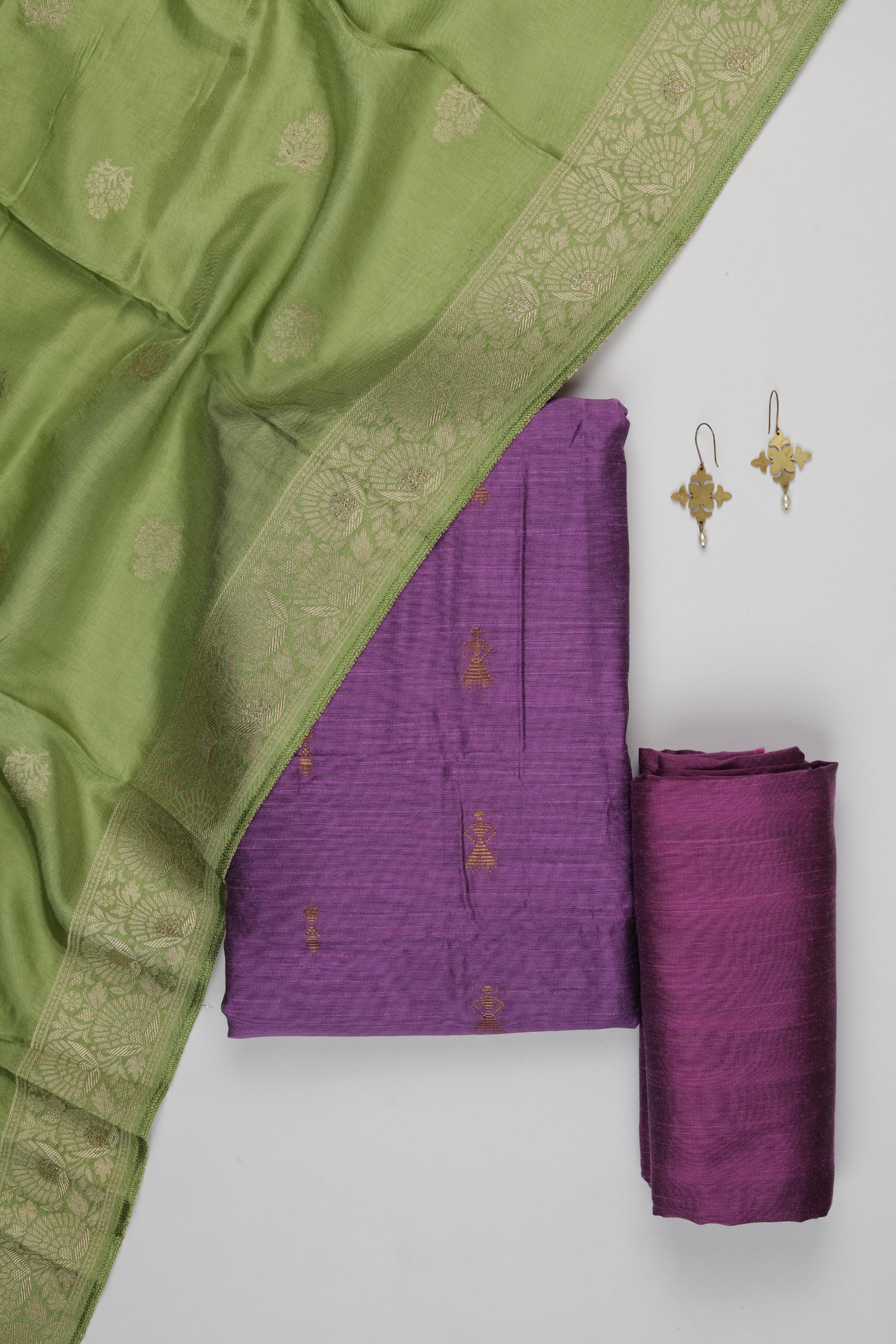 Cotton Silk 3 Piece Unstitched Set -221
