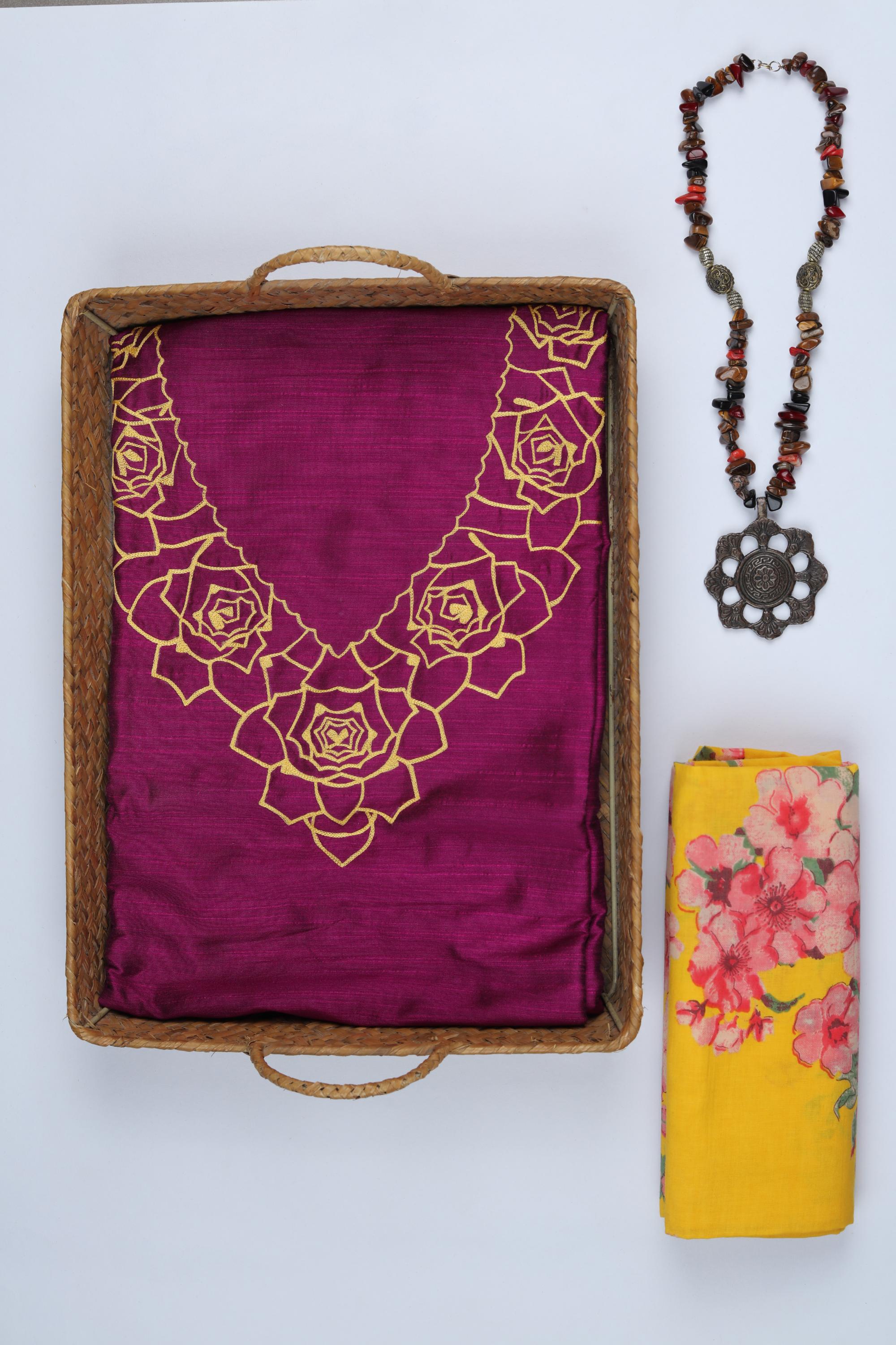 Cotton Silk 2 Piece Unstitched Kurta & Bttom Set – Traditional Design-022