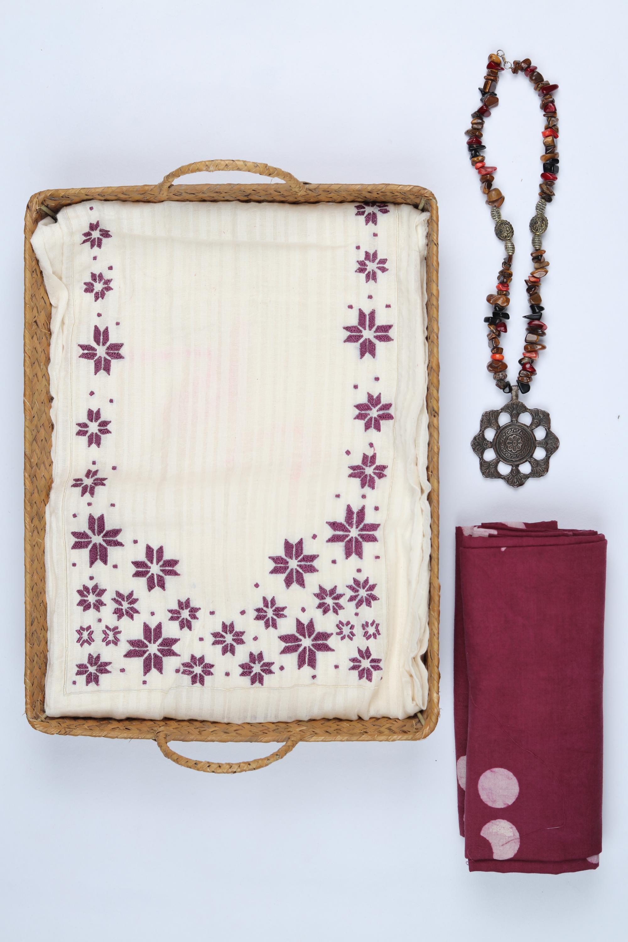 Cotton 2 Piece Unstitched Kurta & Bttom Set – Traditional Design-024