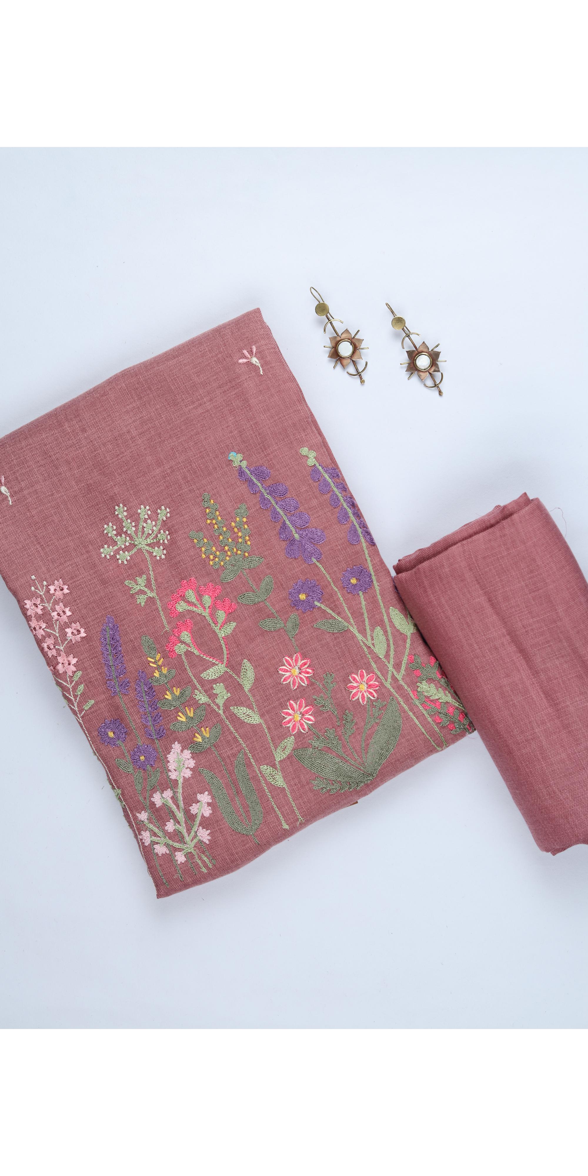 Linen 2 Piece Unstitched Kurta & Bttom Set – Traditional Design-042