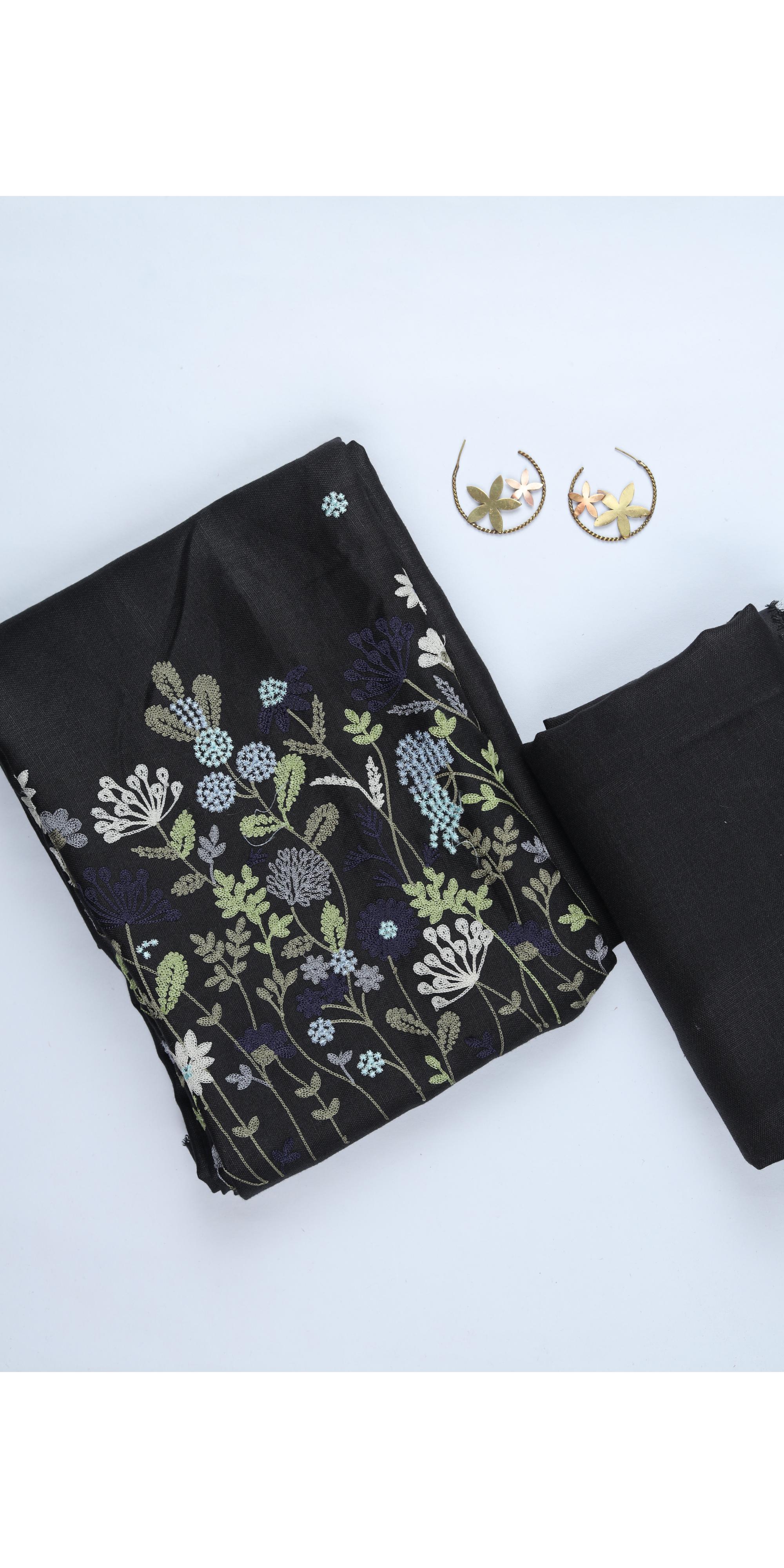 Linen 2 Piece Unstitched Kurta & Bttom Set – Traditional Design-043