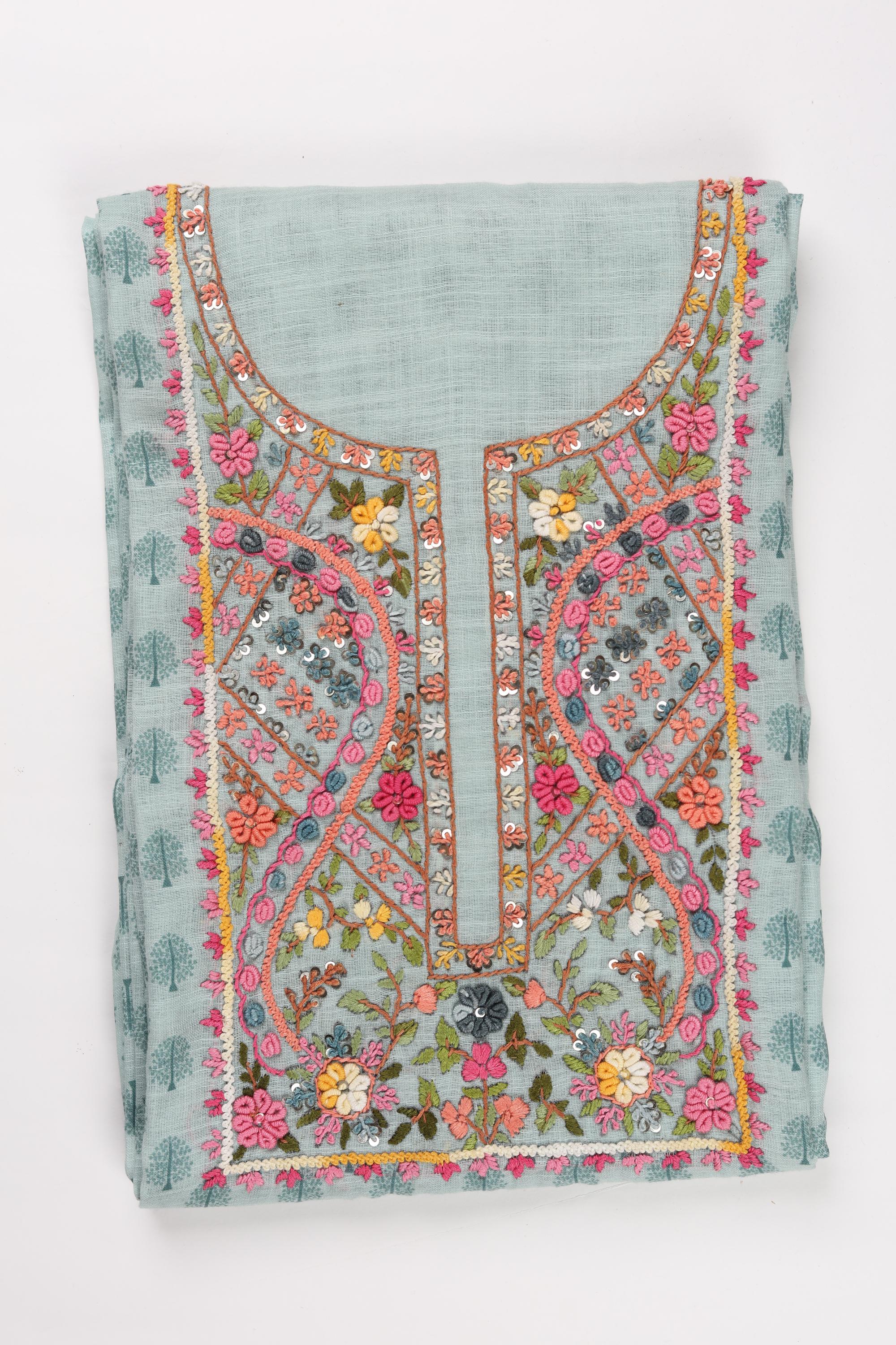 Semi Linen Embroidered Set-1