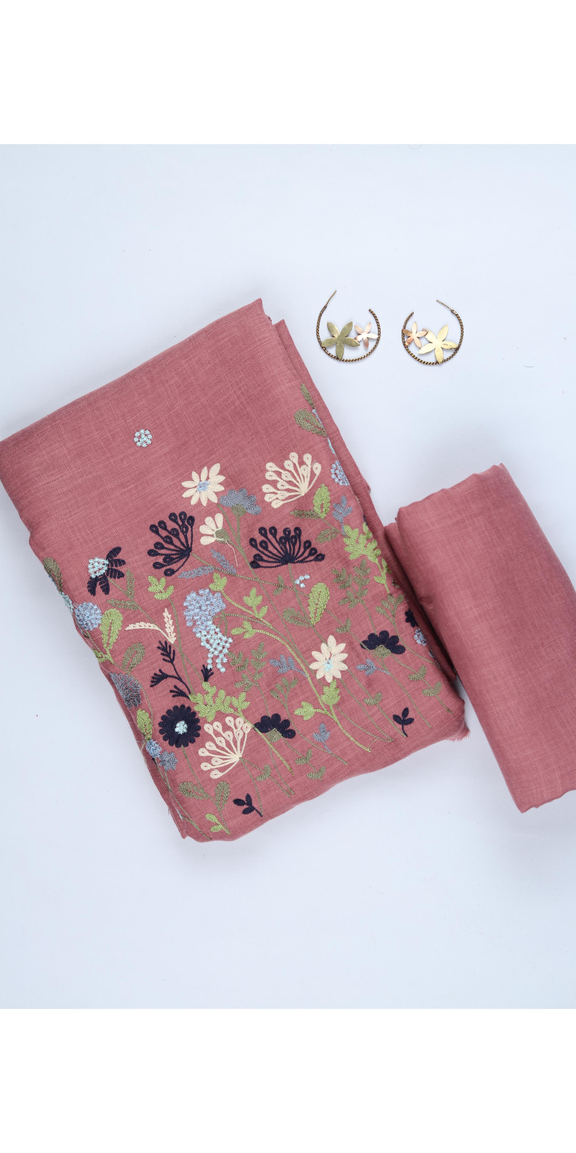 Linen 2 Piece Unstitched Kurta & Bttom Set – Traditional Design-044