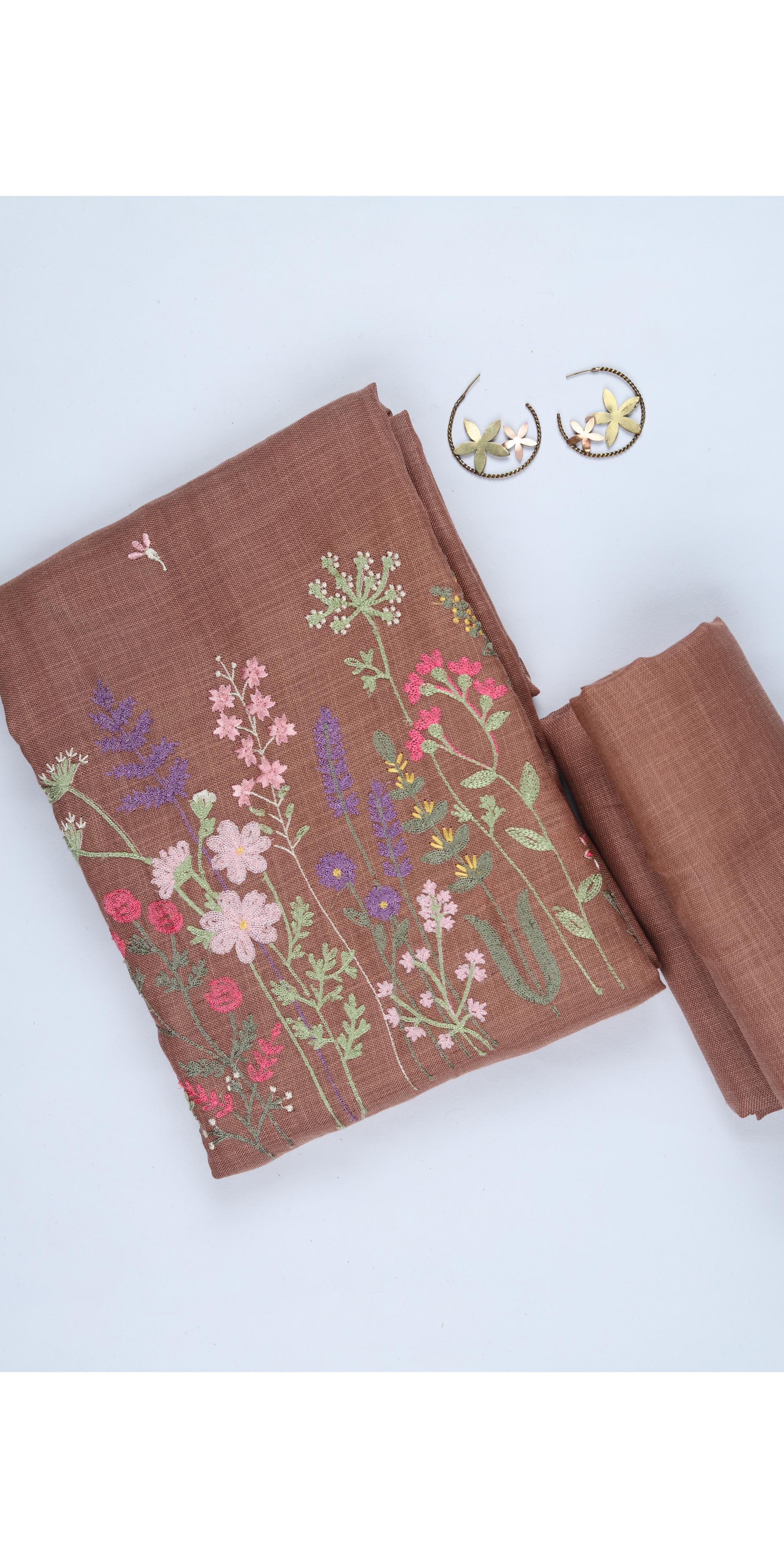 Linen 2 Piece Unstitched Kurta & Bttom Set – Traditional Design-045