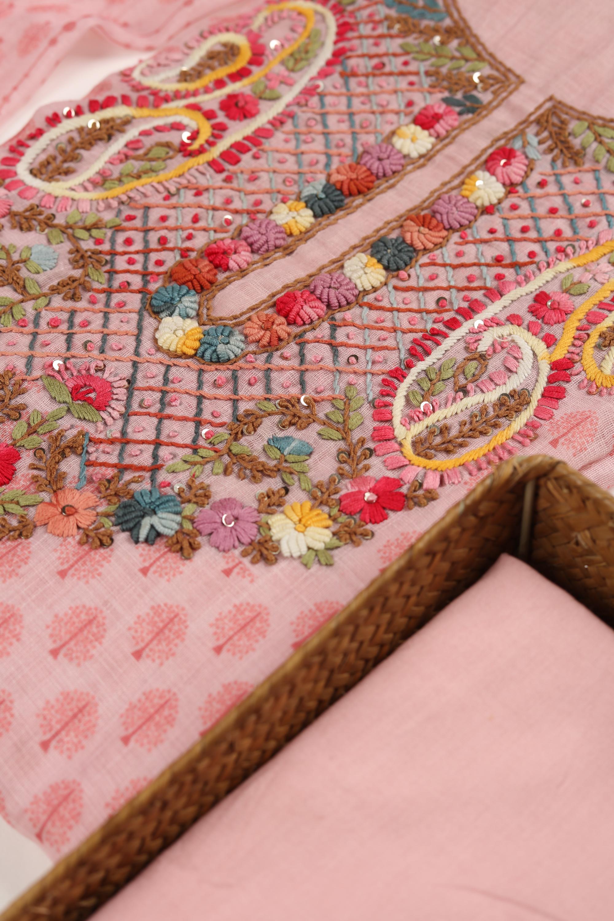 Semi Linen Embroidered Set-2
