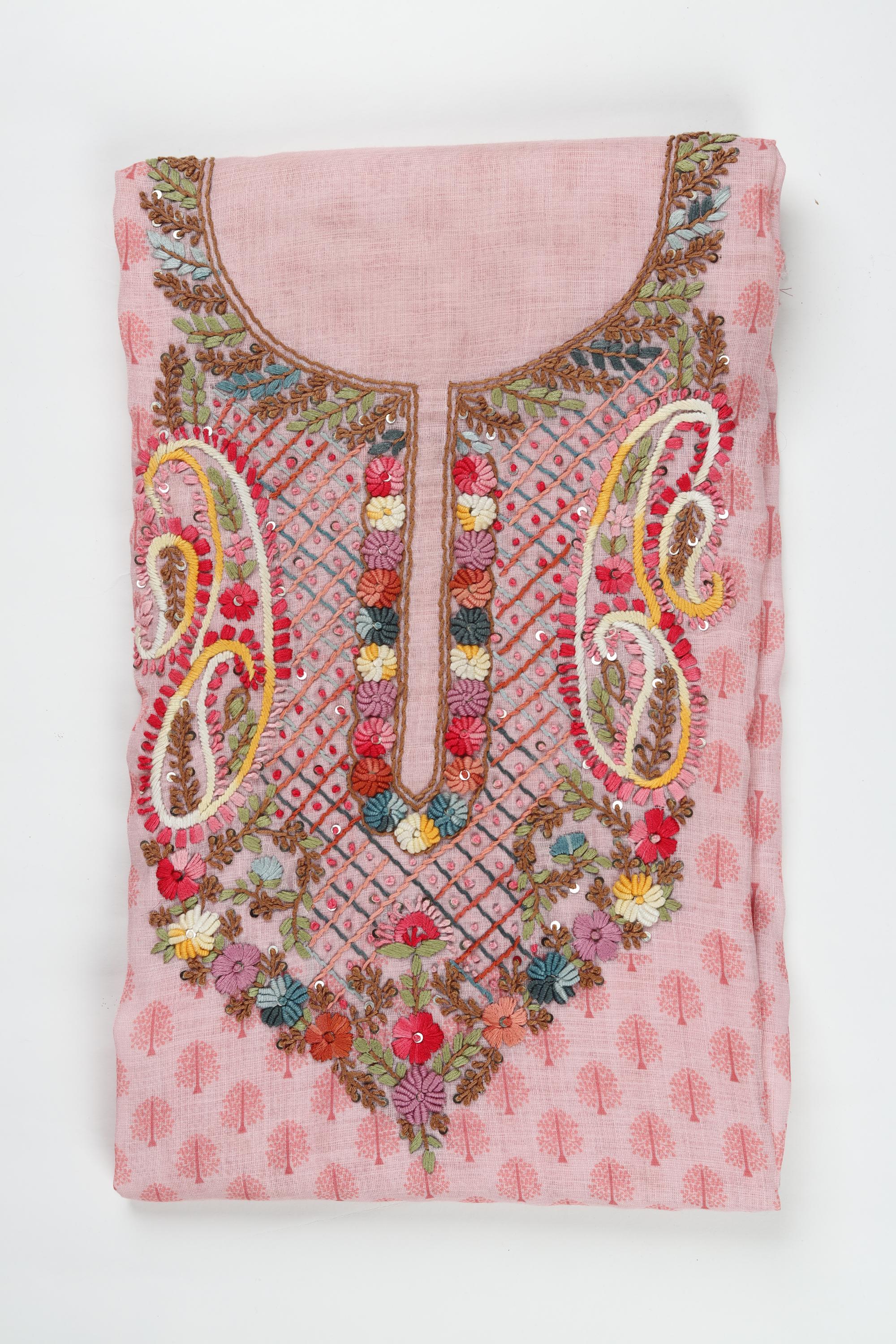 Semi Linen Embroidered Set-2