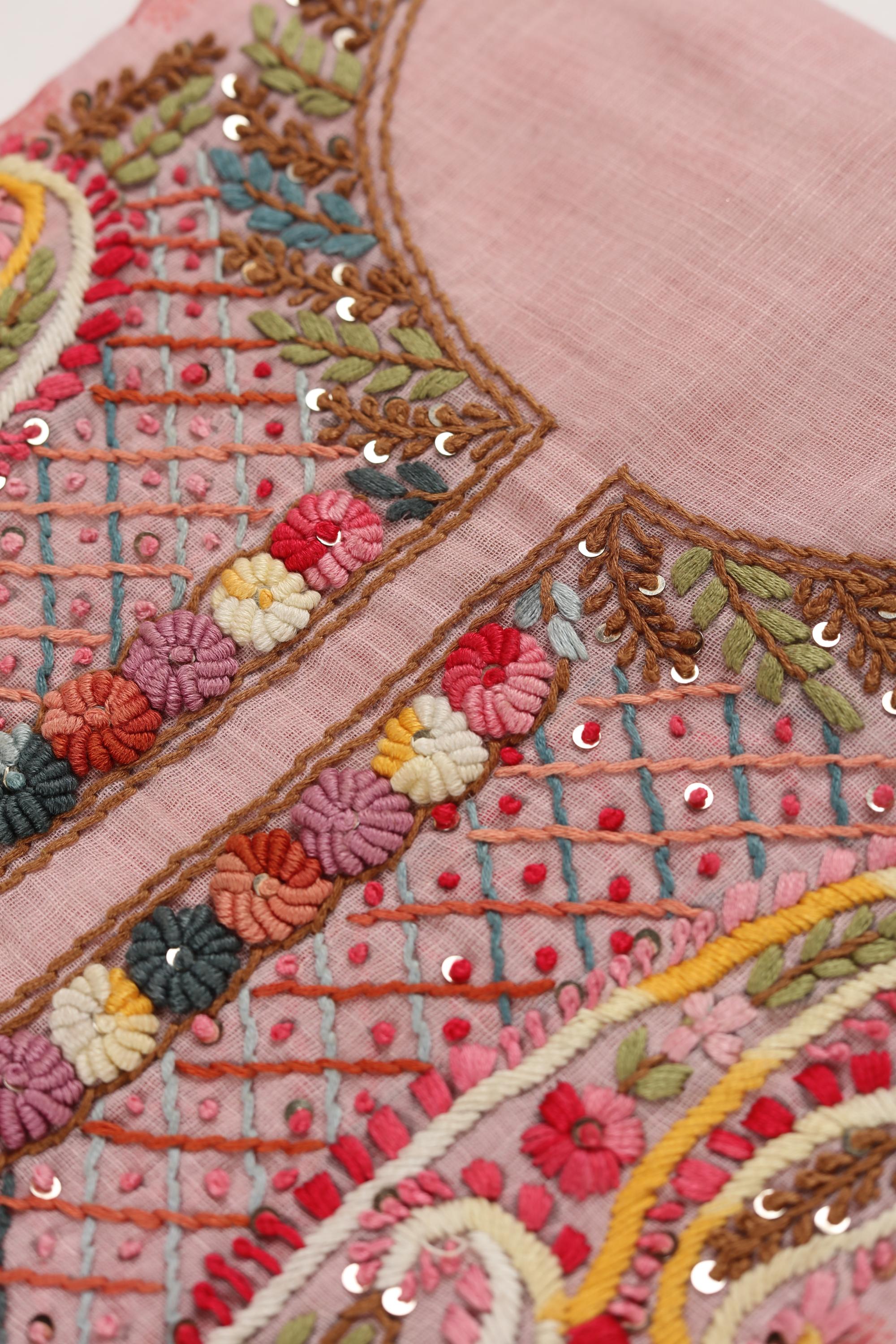 Semi Linen Embroidered Set-2