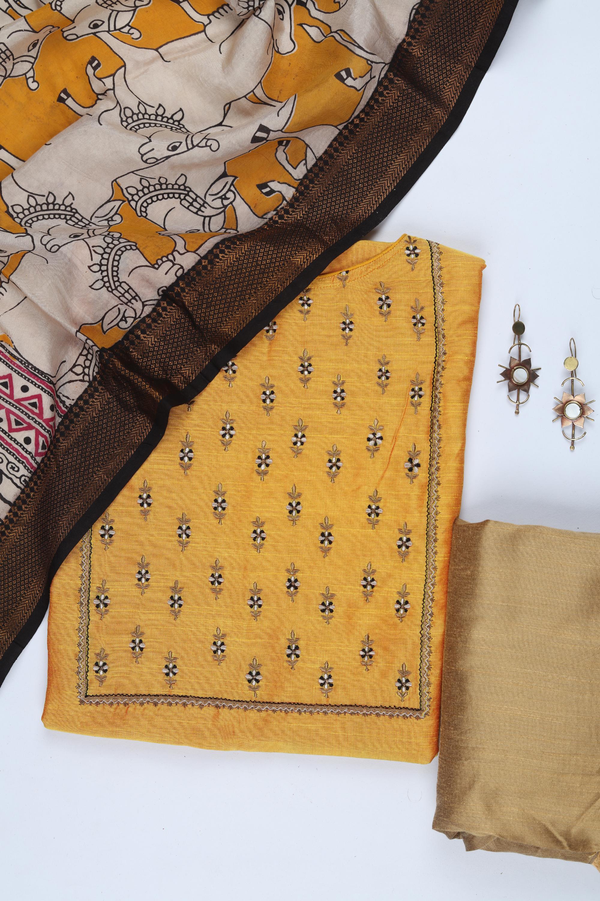 Cotton Silk 3 Piece Unstitched Set -243