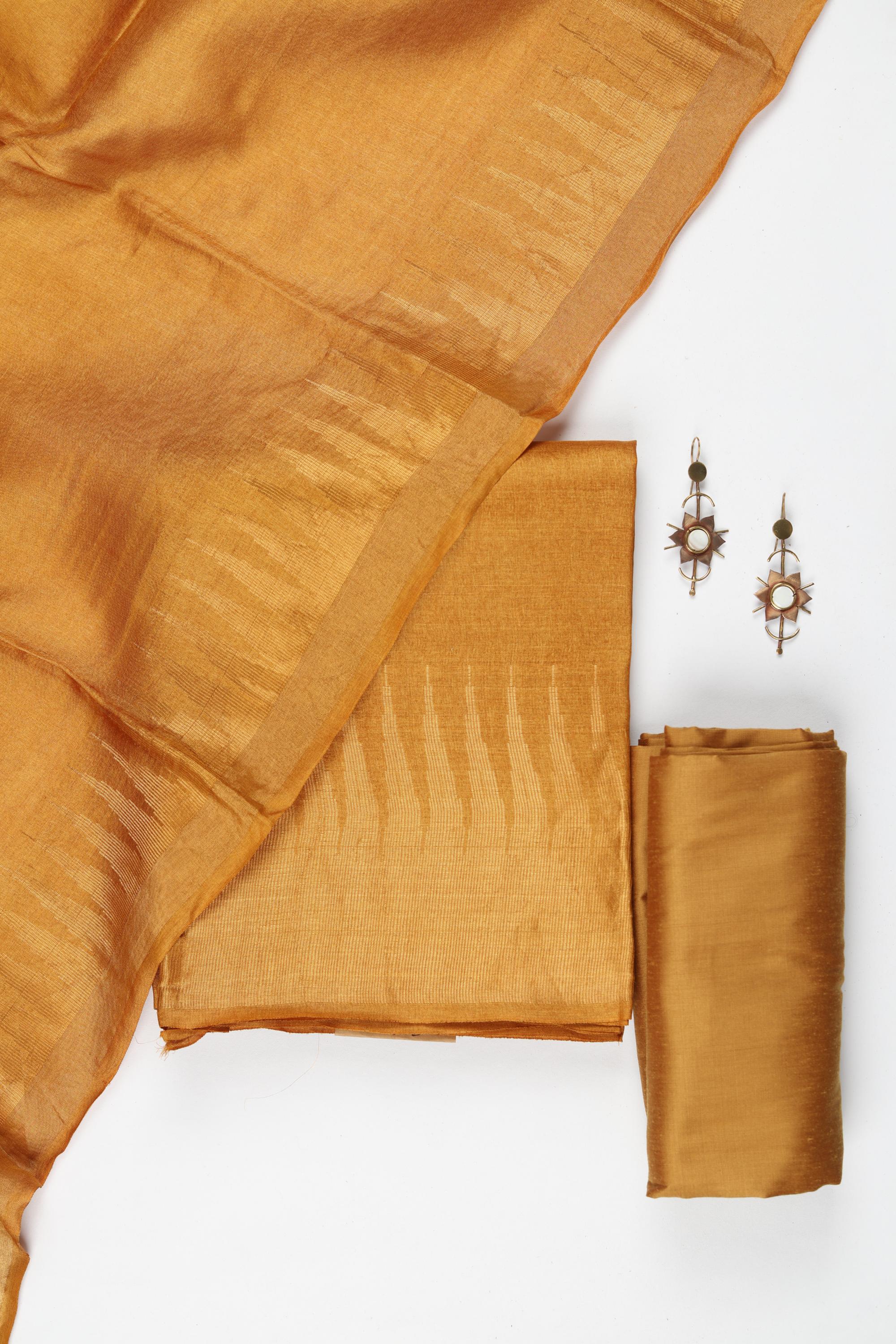Tussar Silk 3 Piece Unstitched Set -253