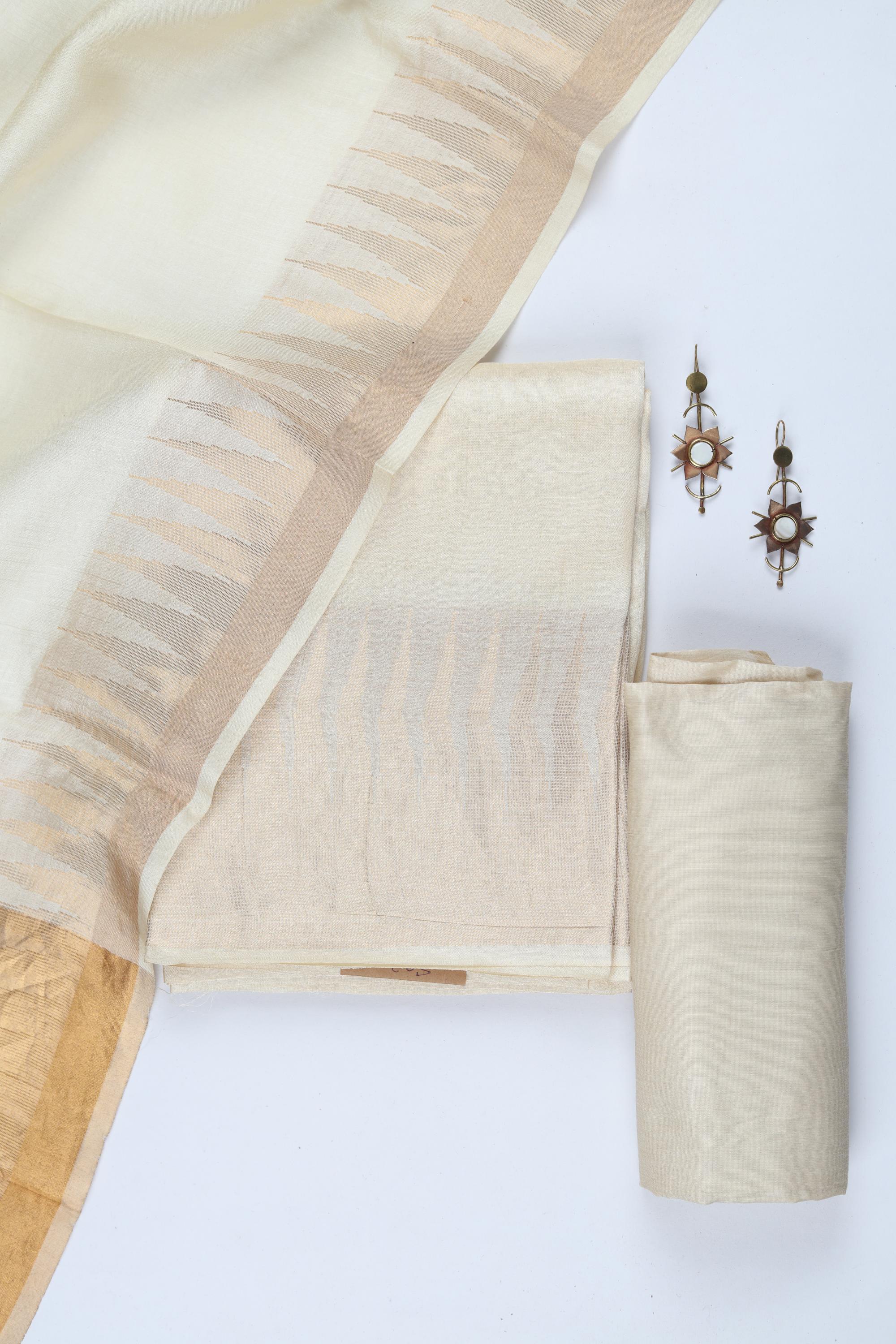 Tussar Silk 3 Piece Unstitched Set -254