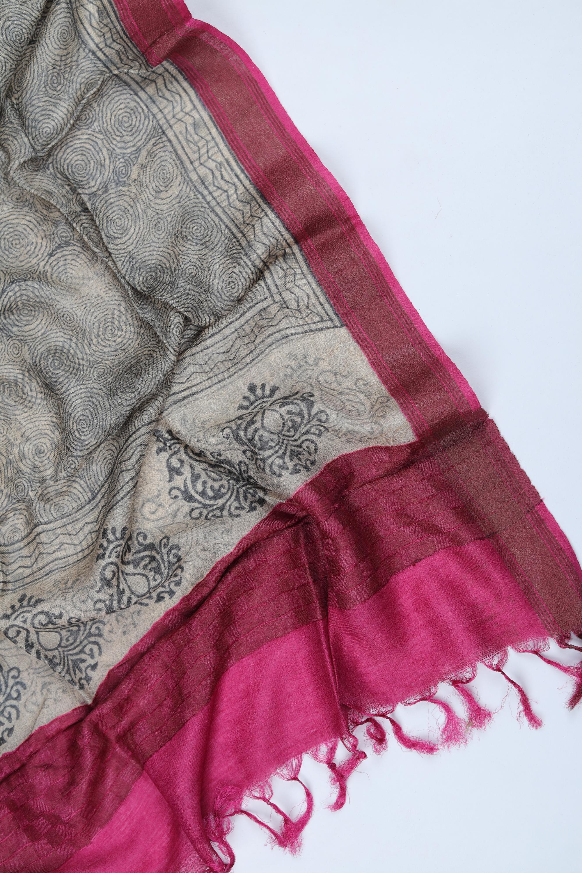 Tussar Silk 3 Piece Unstitched Set -255