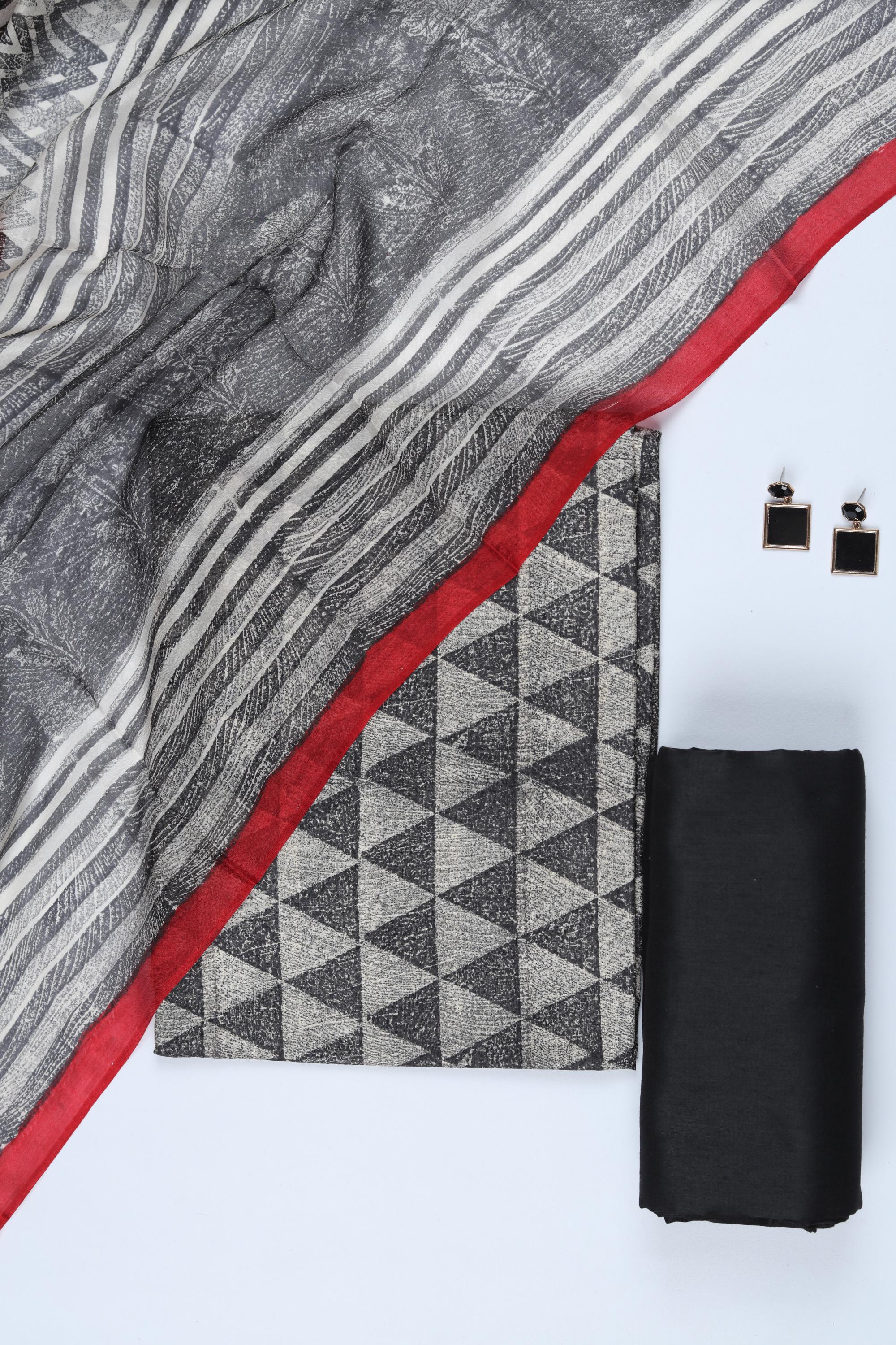 Tussar Silk 3 Piece Unstitched Set -259