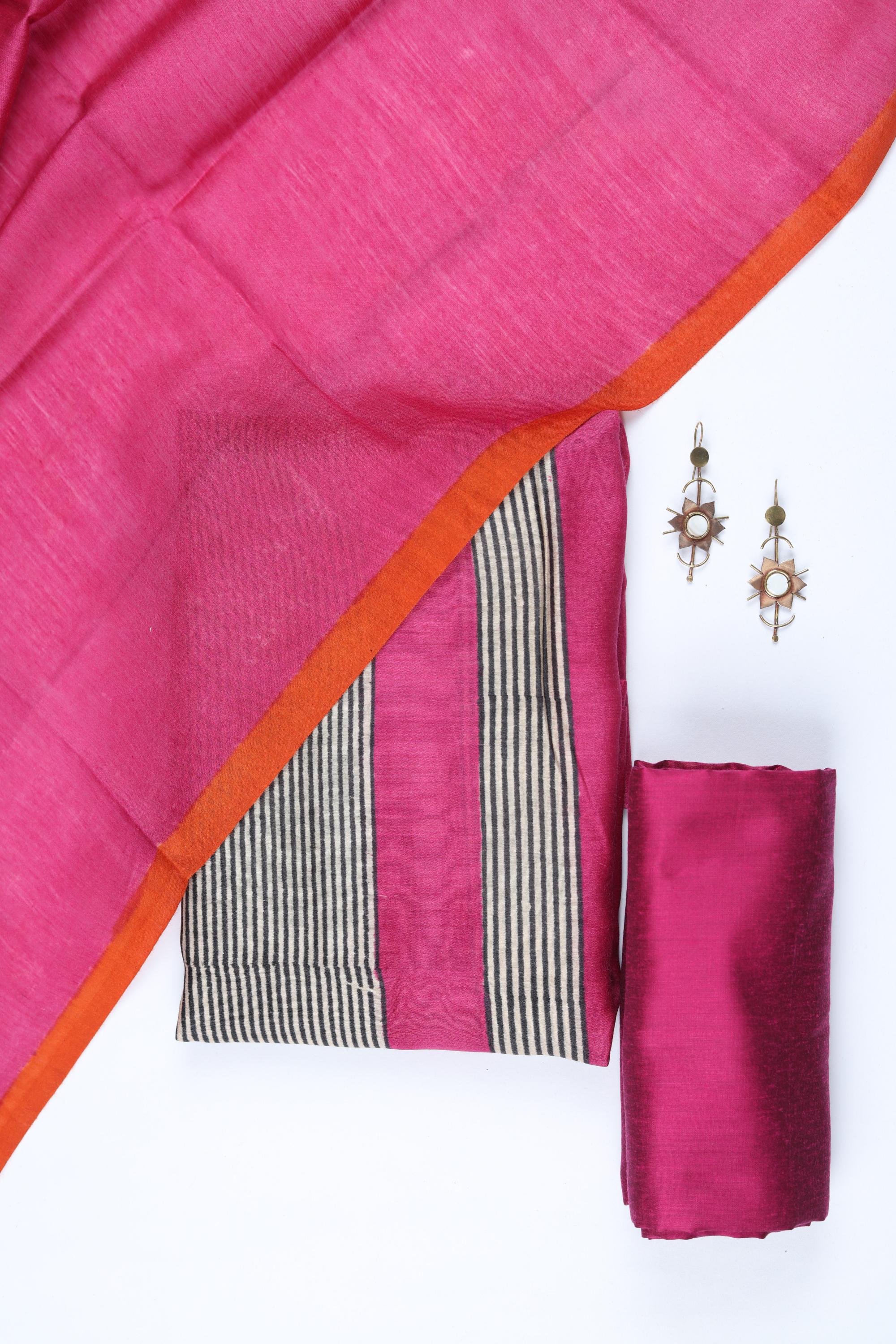 Tussar Silk 3 Piece Unstitched Set -260