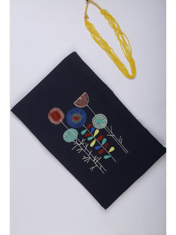 Navy blue embroidery Fabric