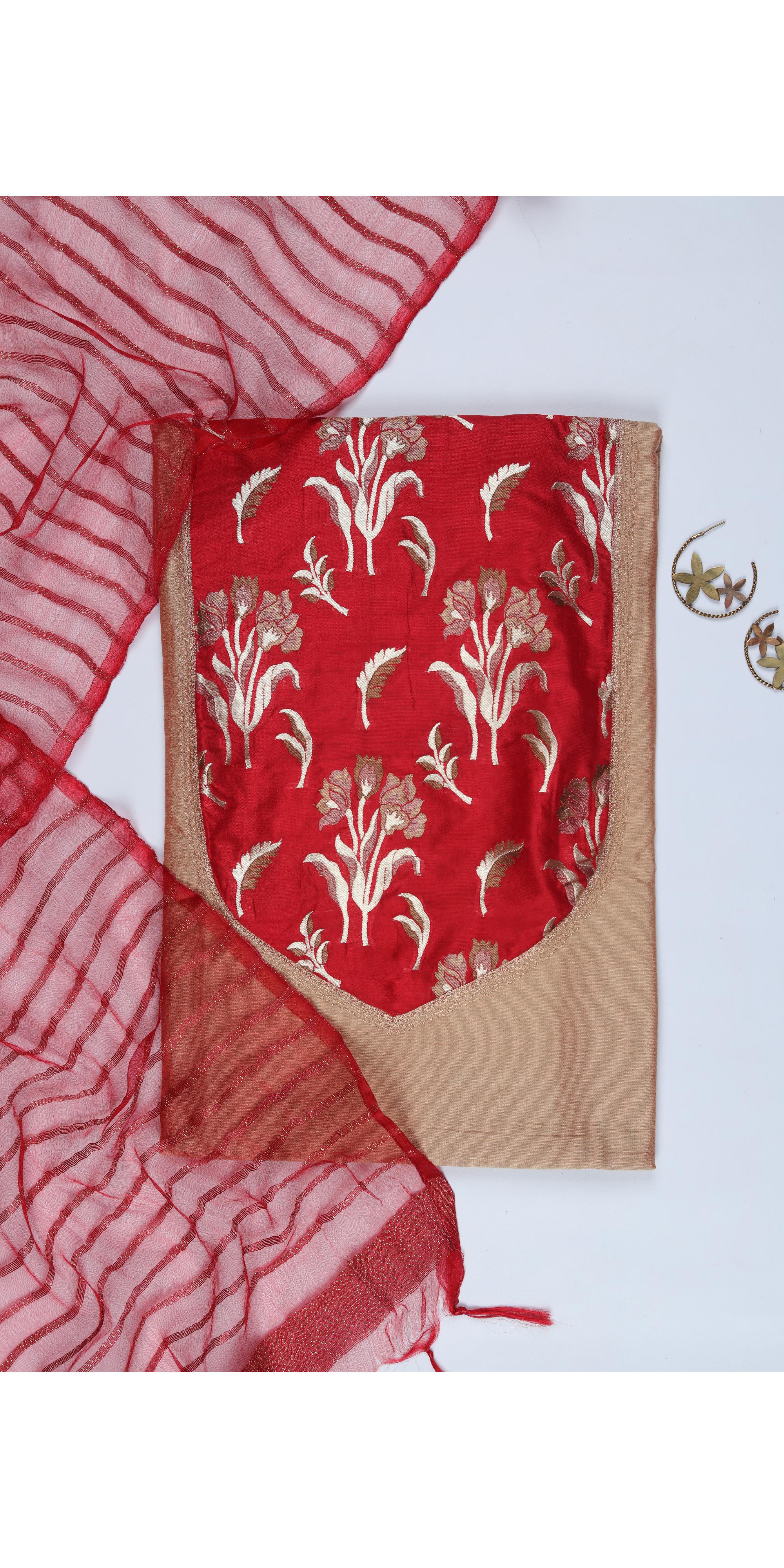 Cotton Silk 3 Piece Unstitched Set -290