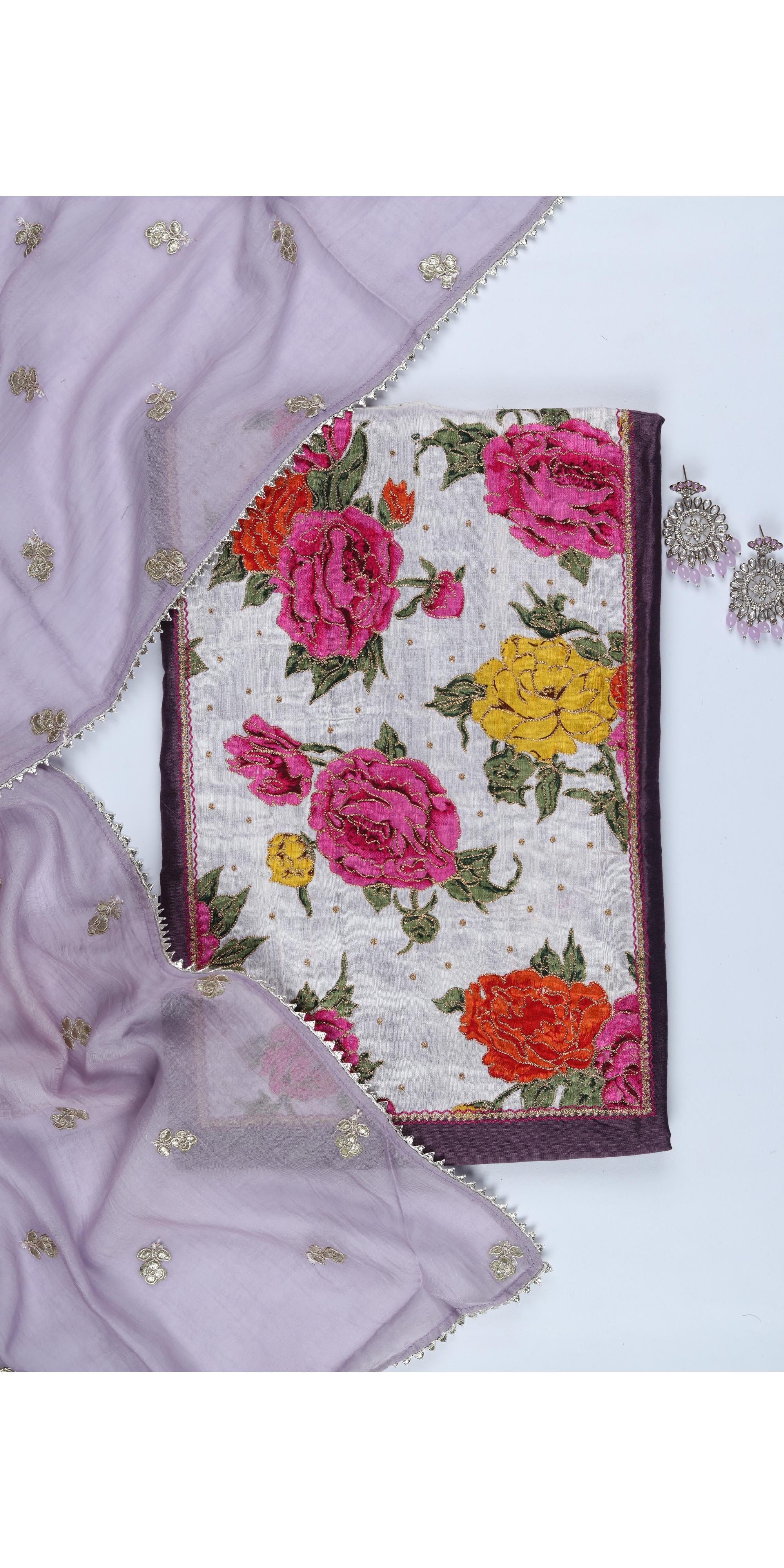 Cotton Silk 3 Piece Unstitched Set -296