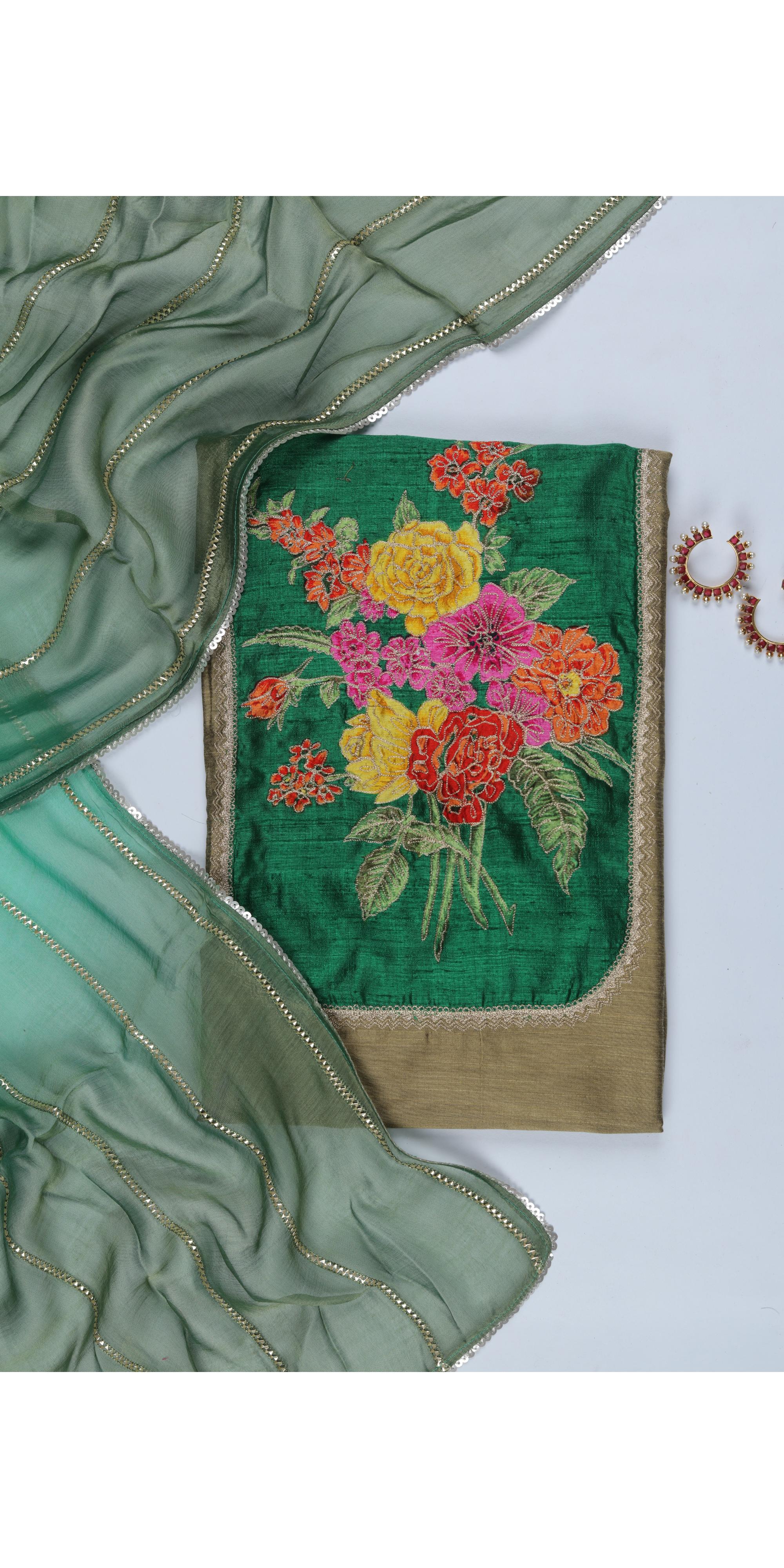 Cotton Silk 3 Piece Unstitched Set -298