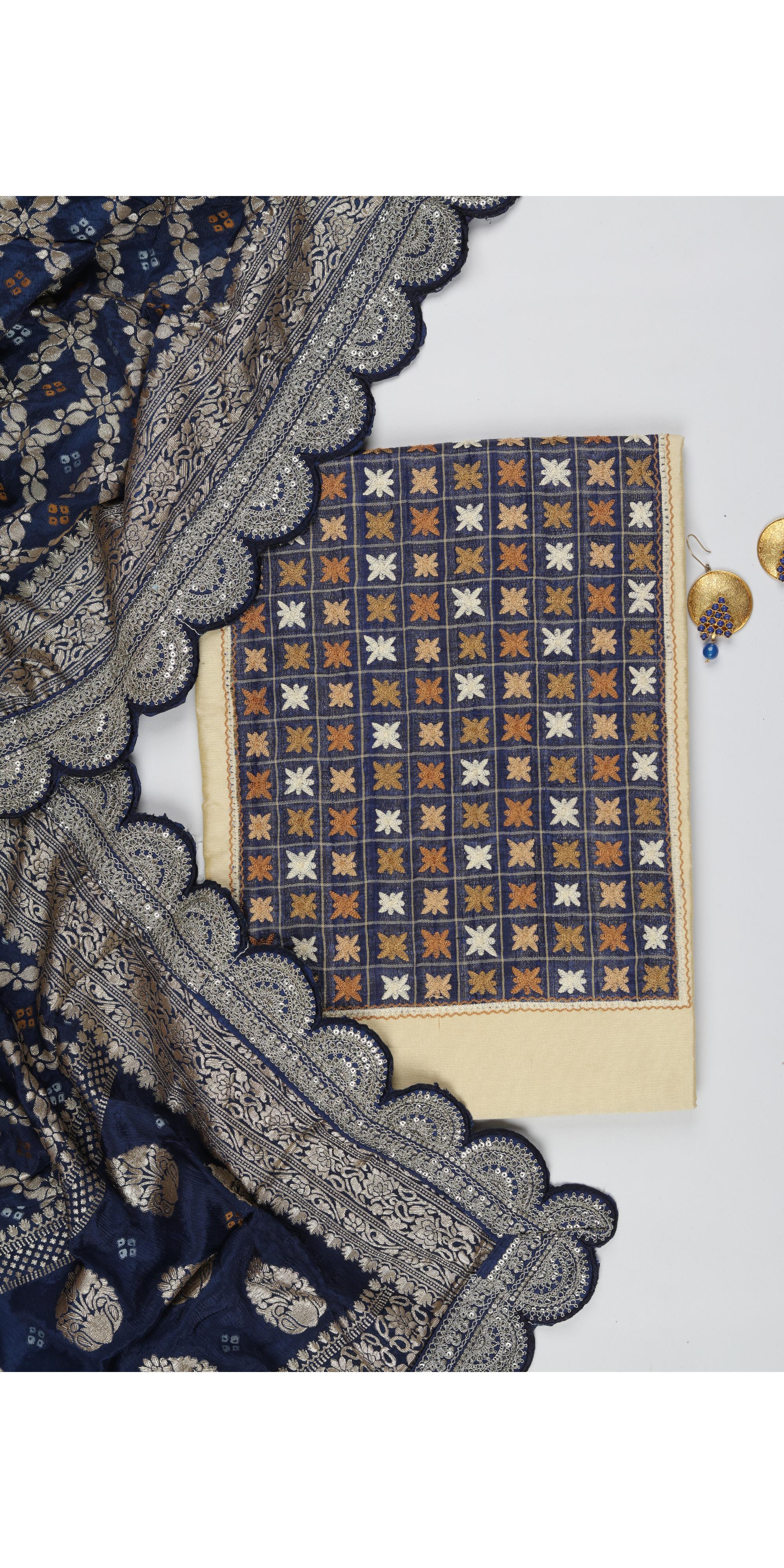 Cotton Silk 3 Piece Unstitched Set -301