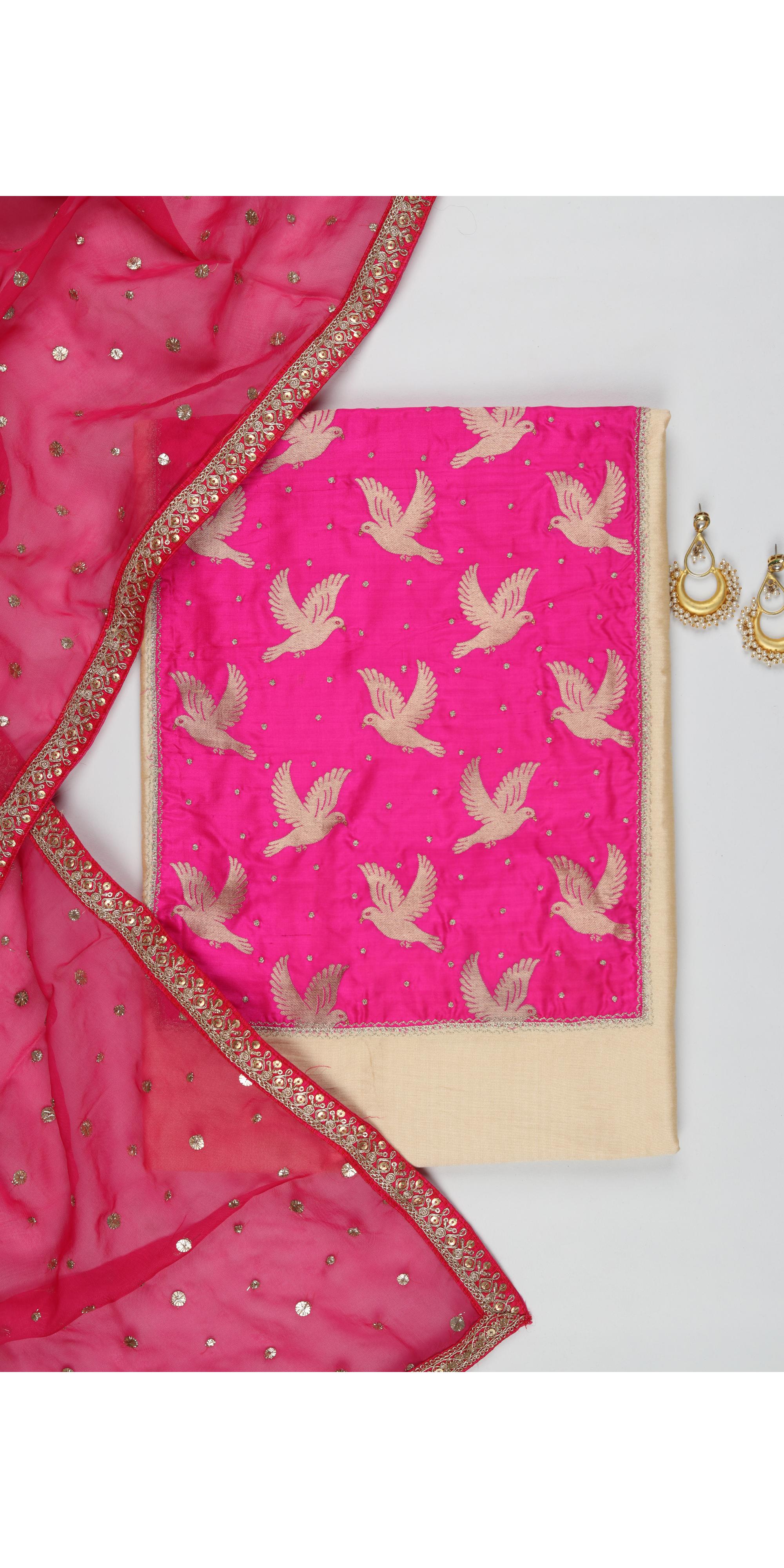 Cotton Silk 3 Piece Unstitched Set -303