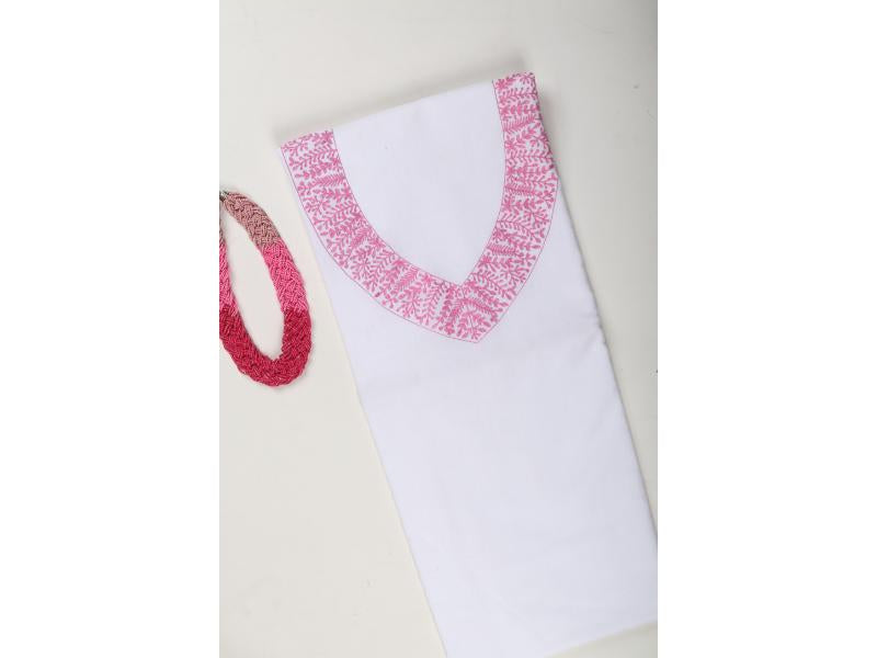 White Embroidered Kurta fabric