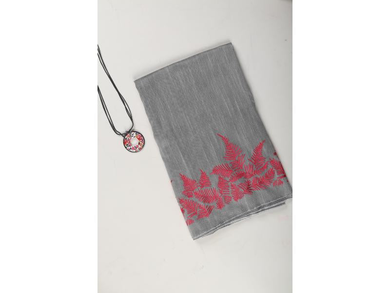 Grey Cotton silk fabric